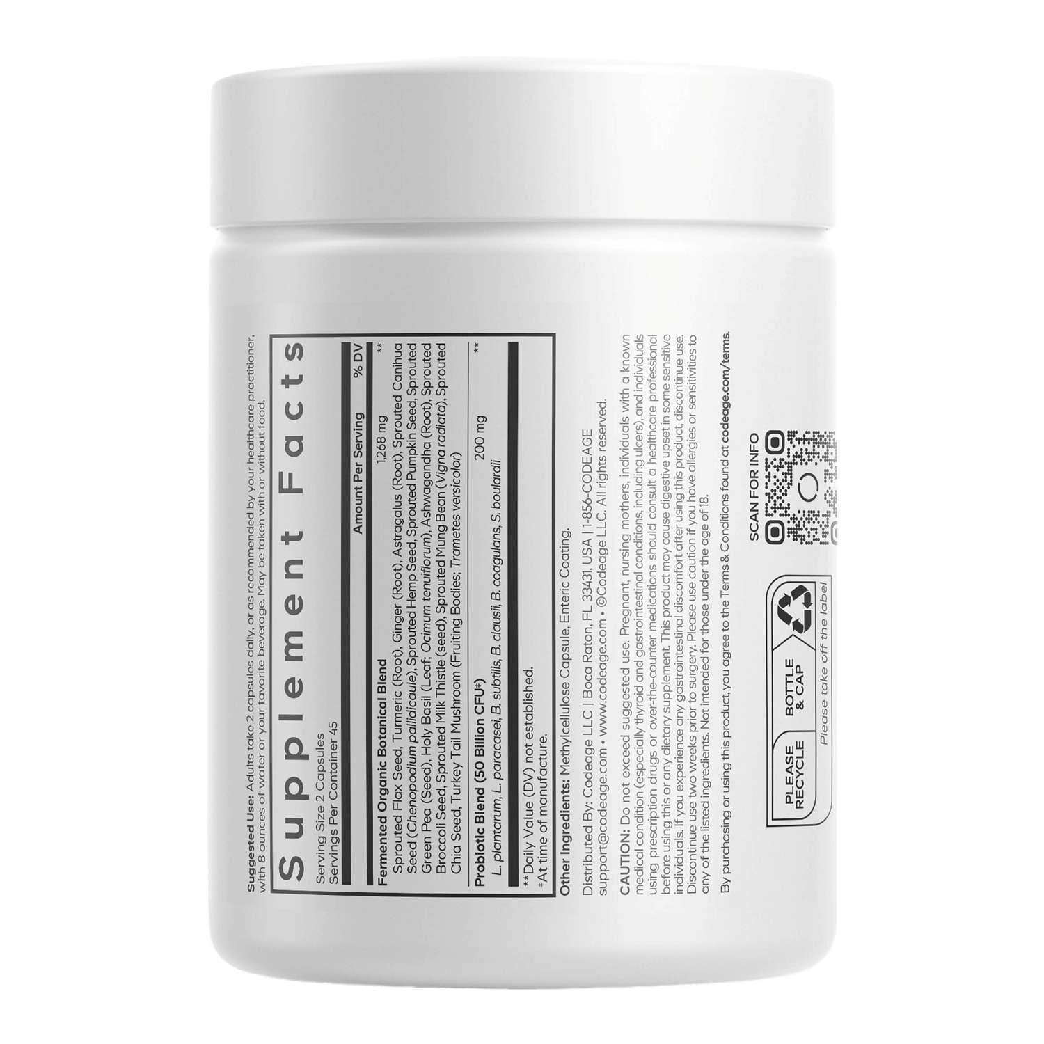 SBO Probiotic+ 50 Billion CFU & Prebiotics - Vegan Digestion Supplement - 90 Capsules (45 Servings)  | GNC