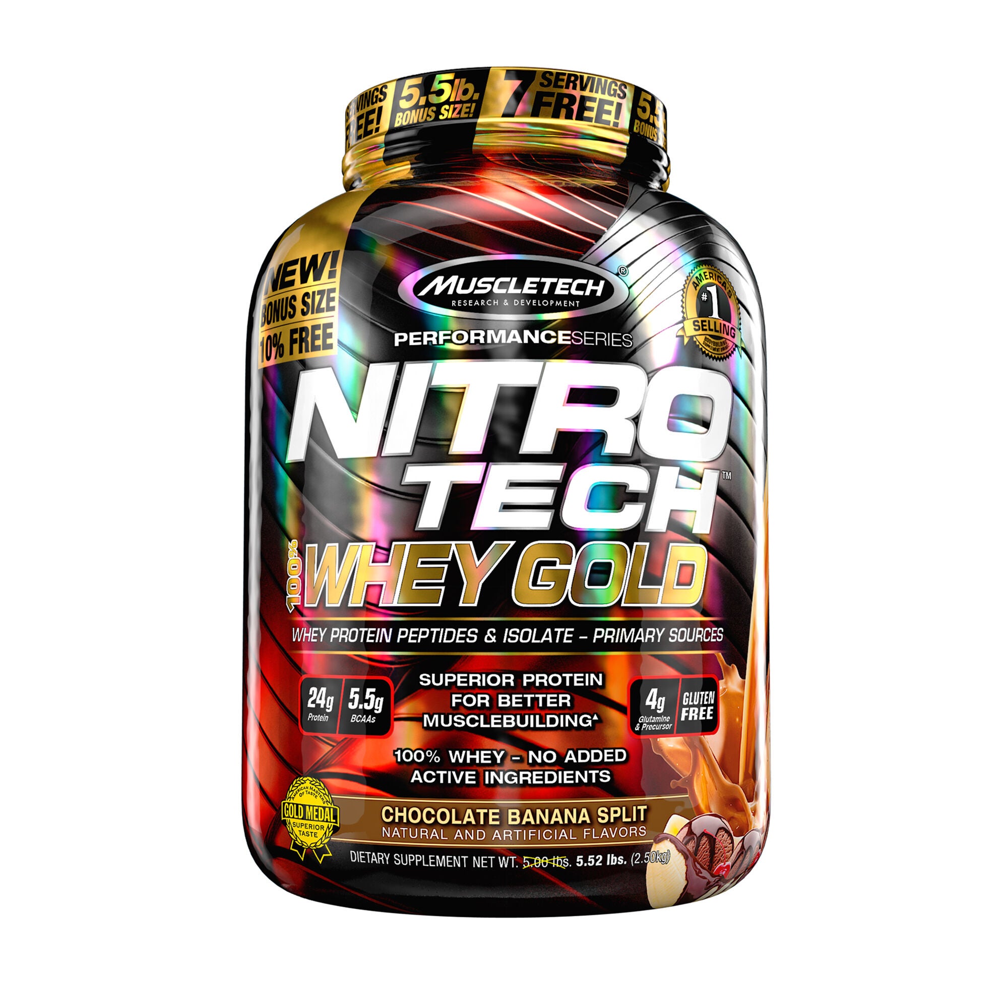 Muscletech Nitro Tech 100 Whey Gold Chocolate Banana Split Gnc