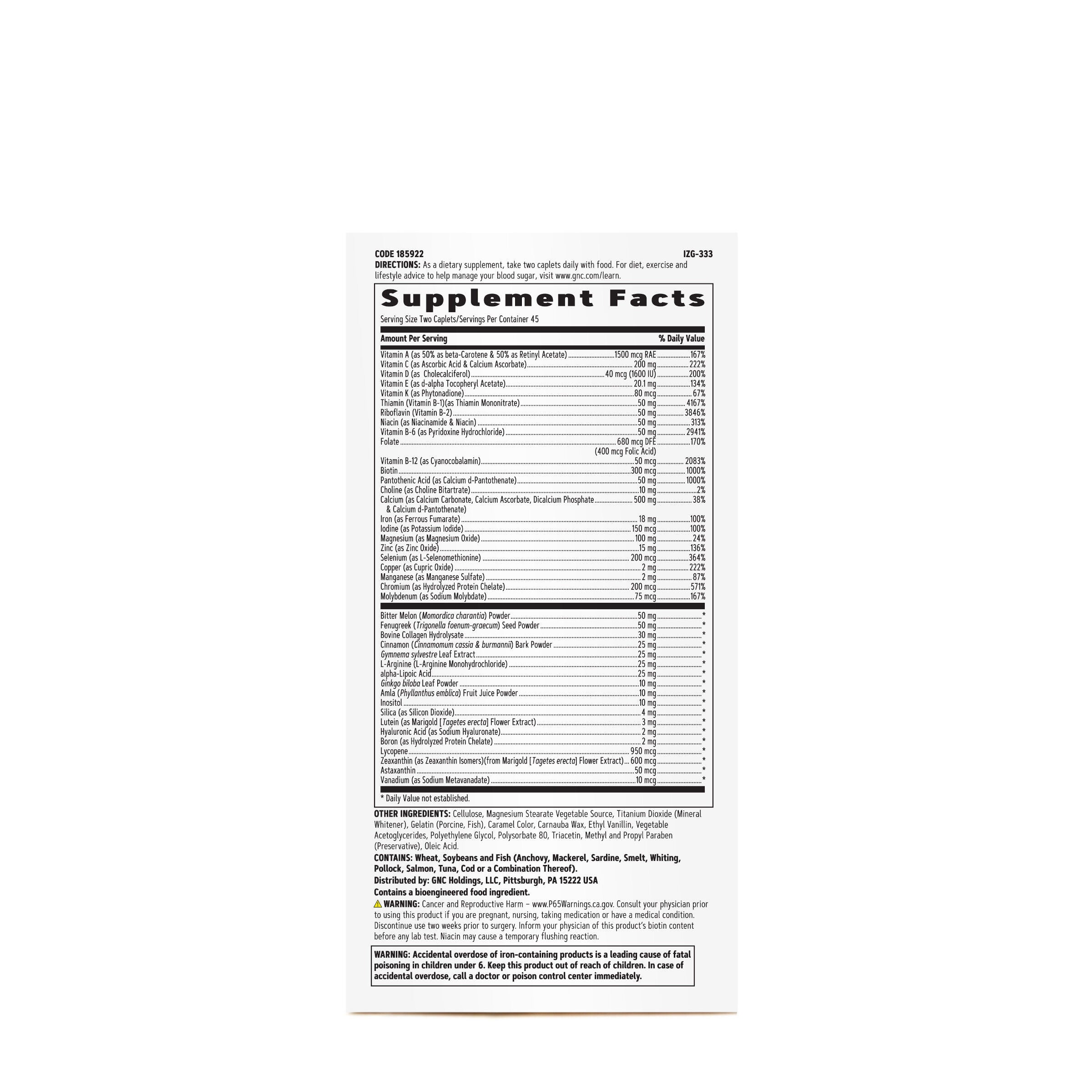 Multivitamin Diabetic Support - 90 Caplets (45 Servings)  | GNC