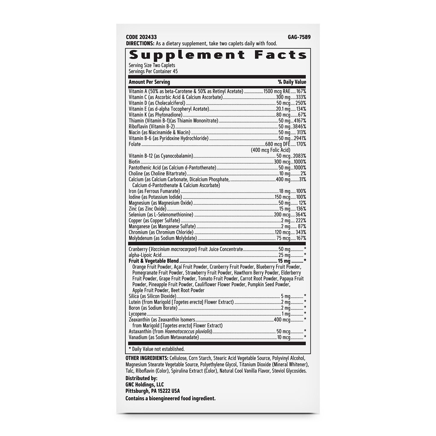 Ultra Mega&reg; Multivitamin - 90 Caplets (45 Servings)  | GNC