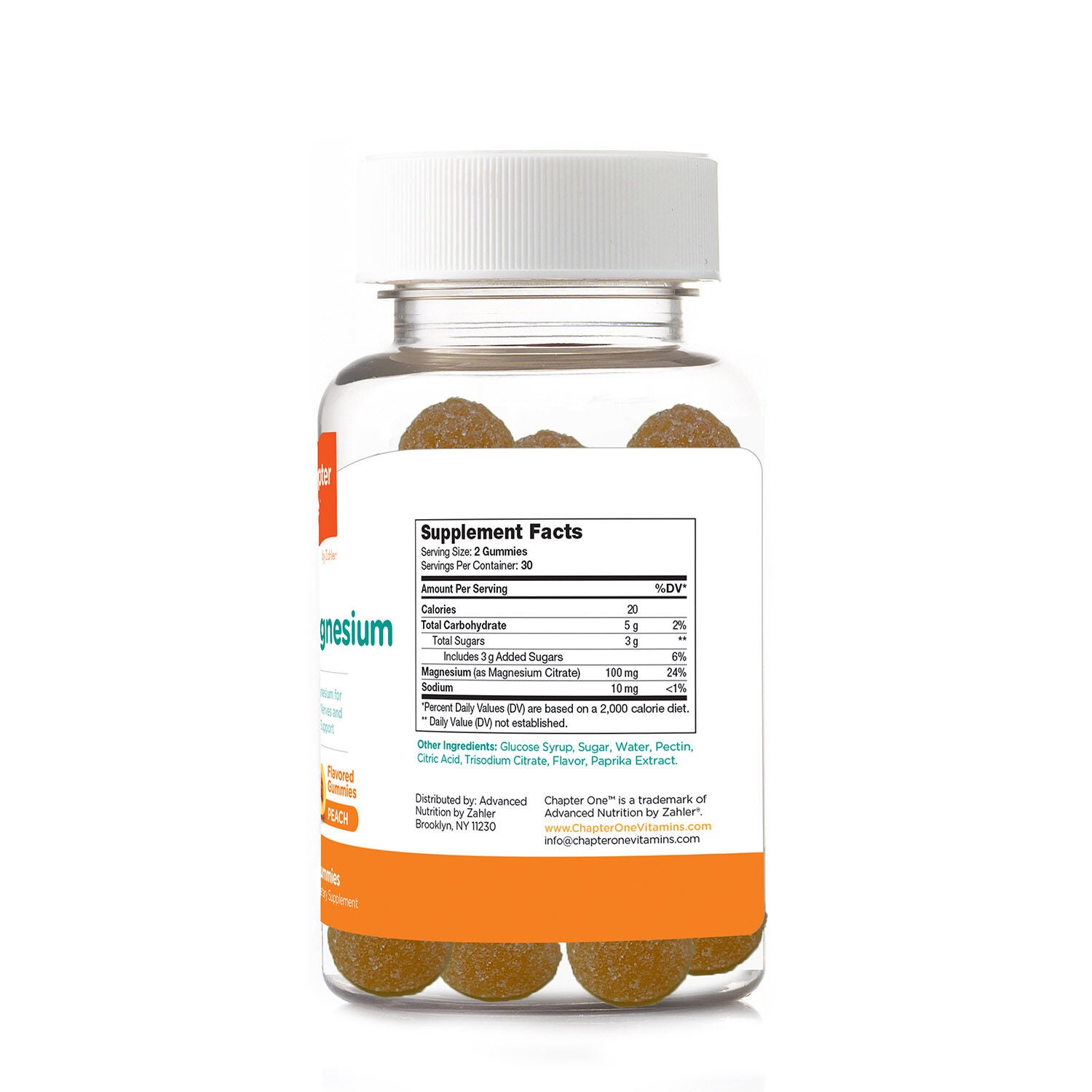 Chapter One&trade; M Is For Magnesium Gummies - Peach - 60 Gummies (30 Servings) Peach | GNC
