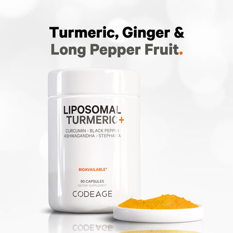 Liposomal Fermented Turmeric + Black Pepper - Curcumin &amp; Ginger - 90 Capsules &#40;30 Servings&#41;  | GNC