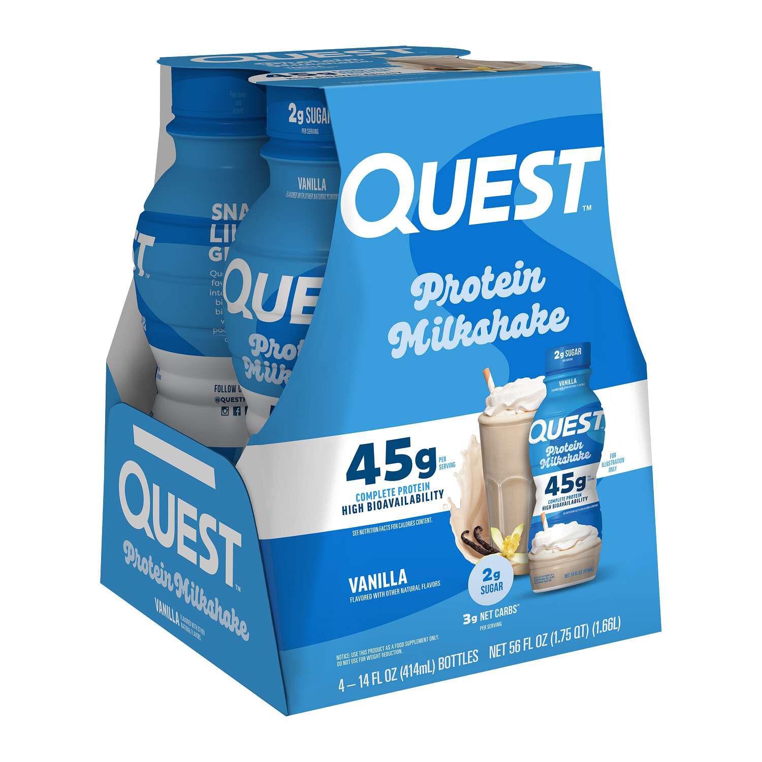 Protein Milkshake RTD - Vanilla - 14 fl oz (4 Bottles)