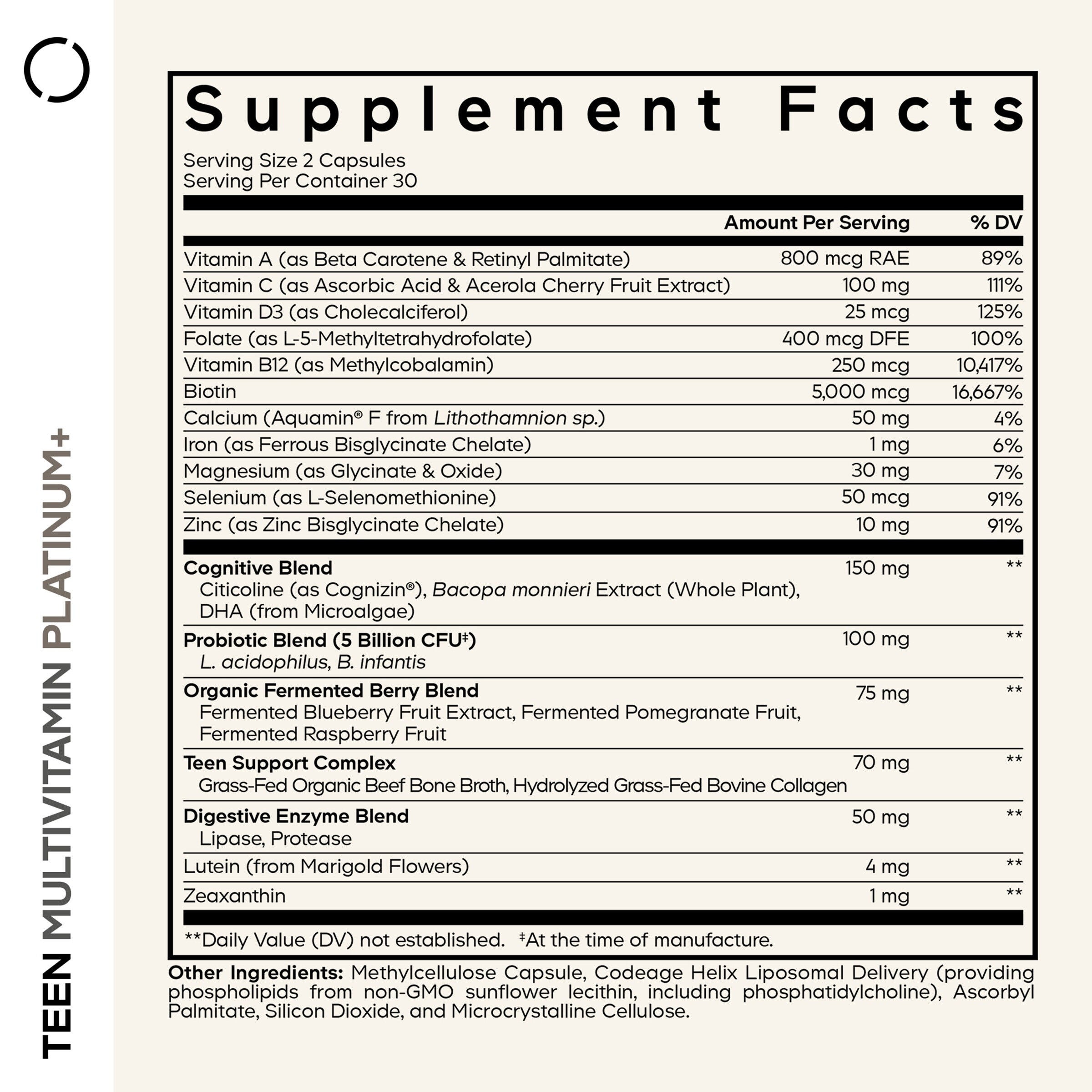 Teen Multivitamin+ Platinum - 60 Vegetable Capsules (30 Servings)  | GNC