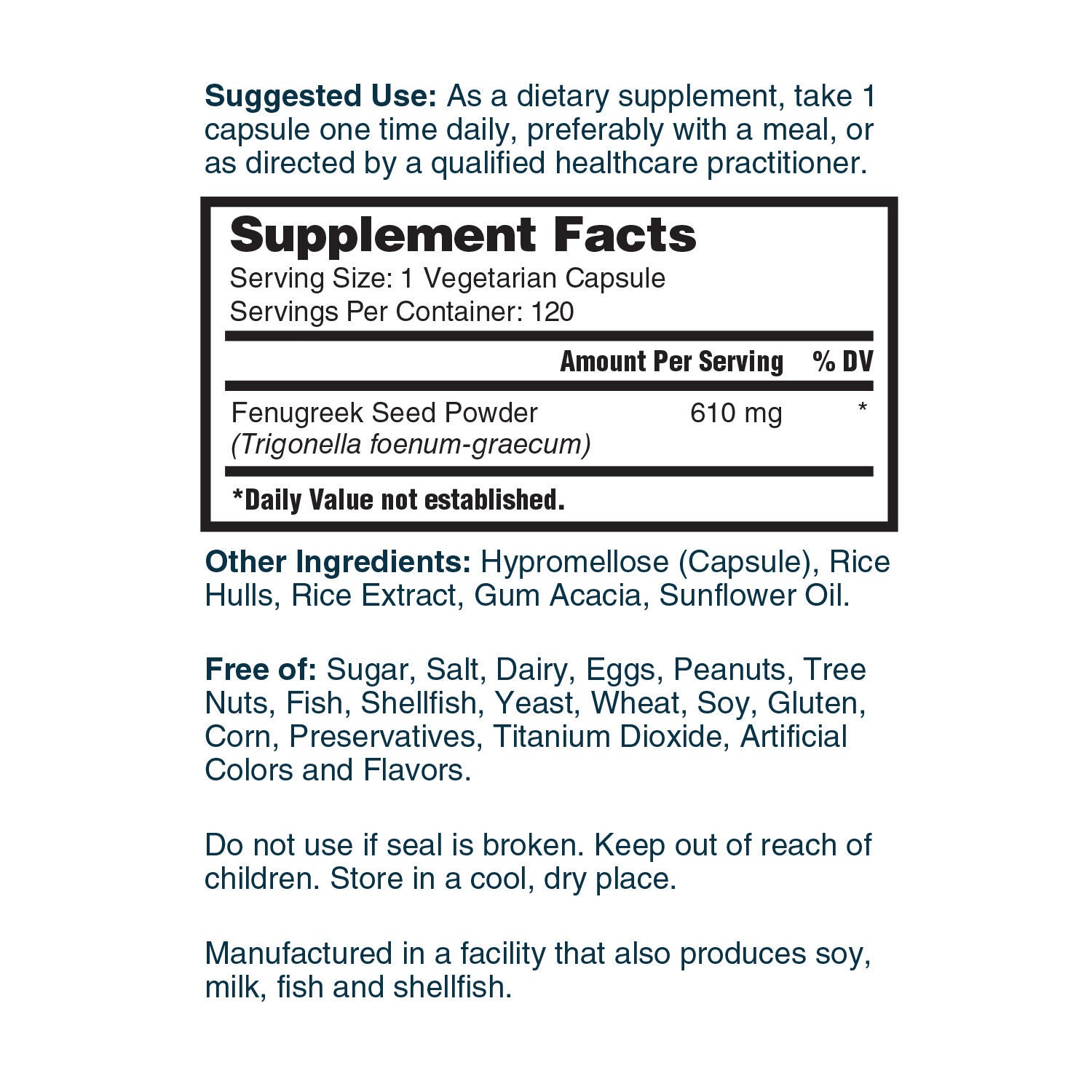 Fenugreek - 120 Vegetarian Capsules (120 Servings)  | GNC