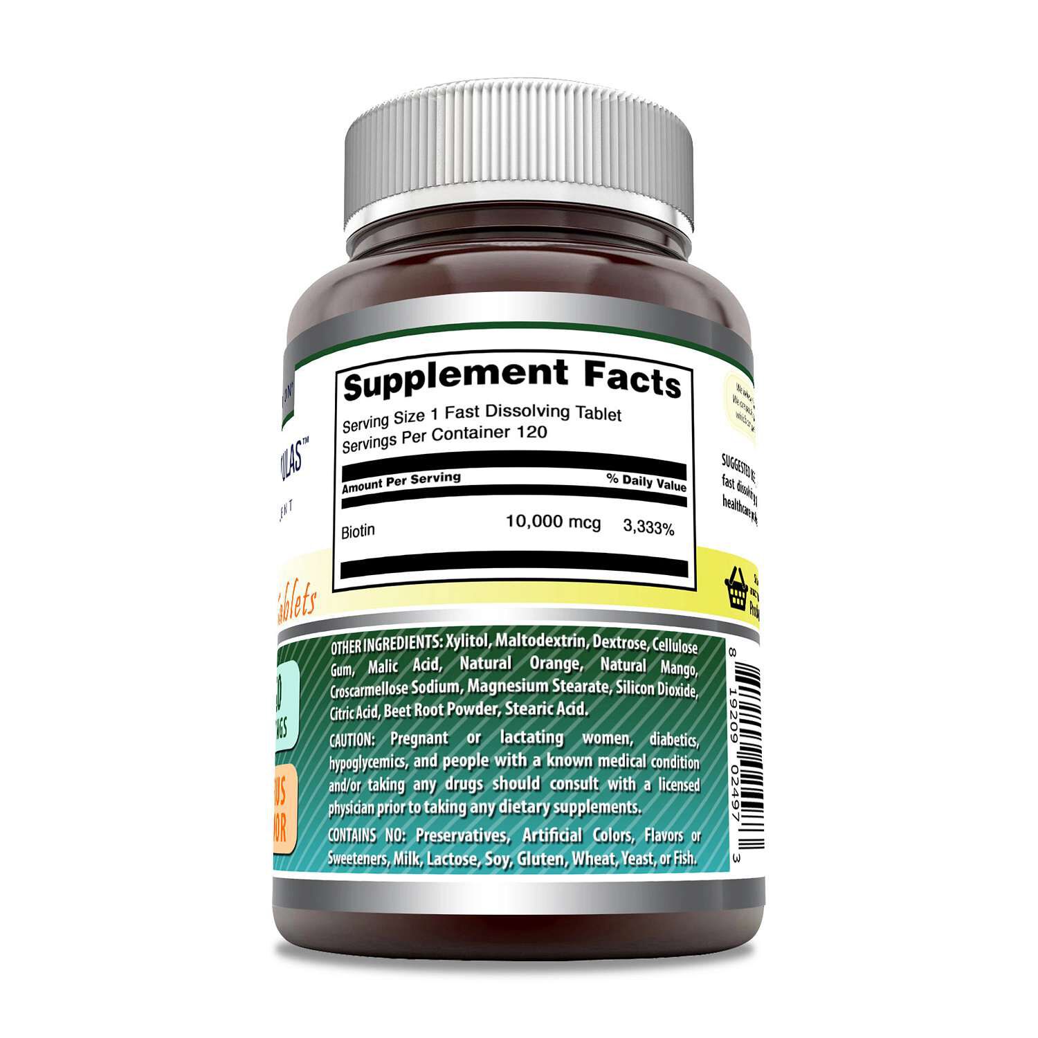 Biotin 10000mcg - Citrus - 120 Tablets (120 Servings)