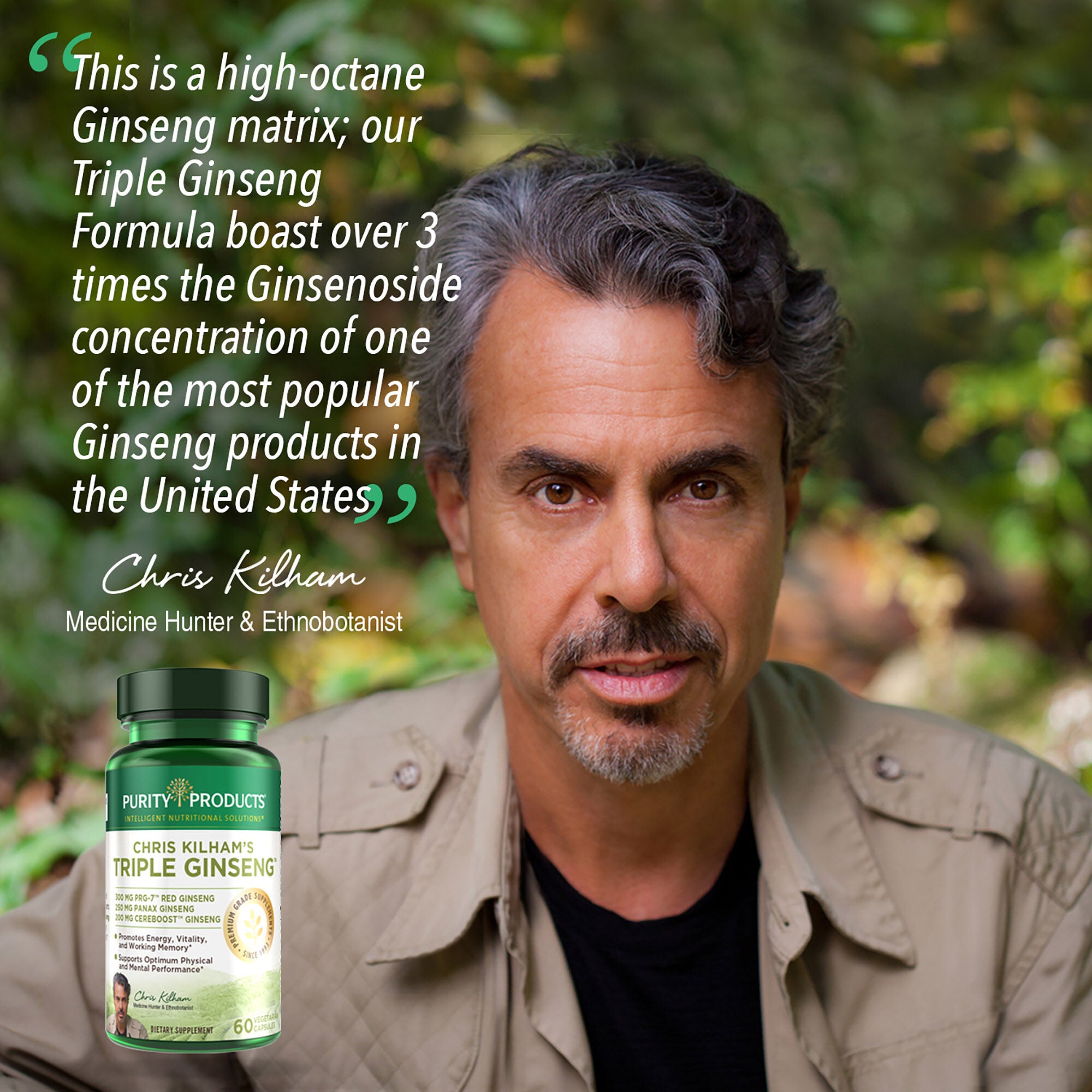 Chris Kilham's Ginseng 3x - 60 Capsules (30 Servings)  | GNC