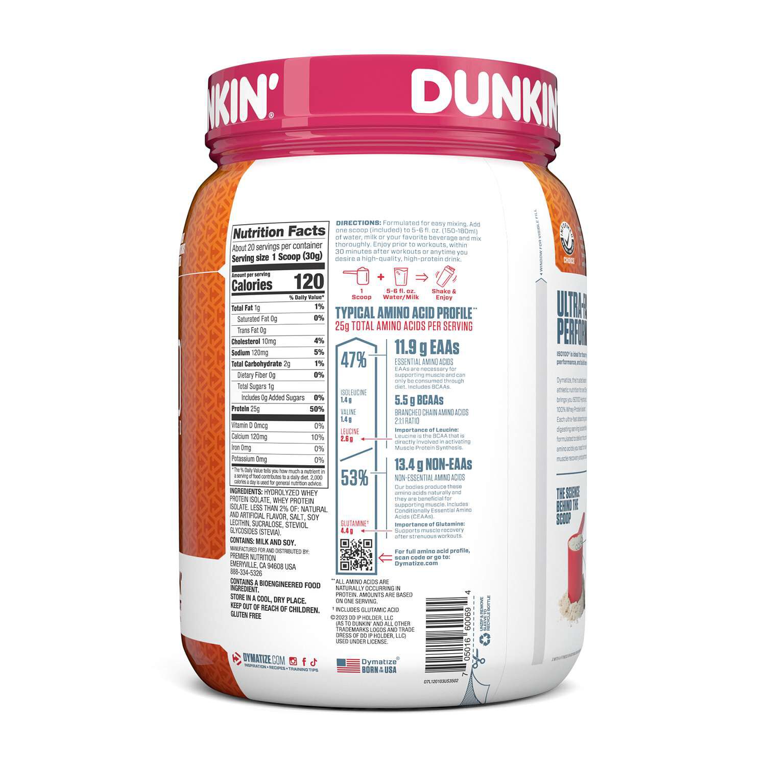ISO 100&reg; Whey Protein Isolate - Dunkin&reg; Glazed Donut (20 Servings) Dunkin&reg; Glazed Donut | GNC