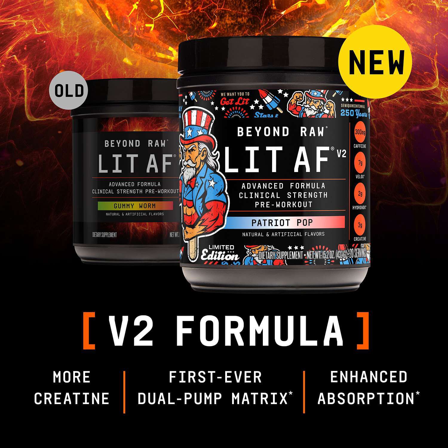 LIT AF&reg; V2 Pre-Workout - Patriot Pop (20 Servings)