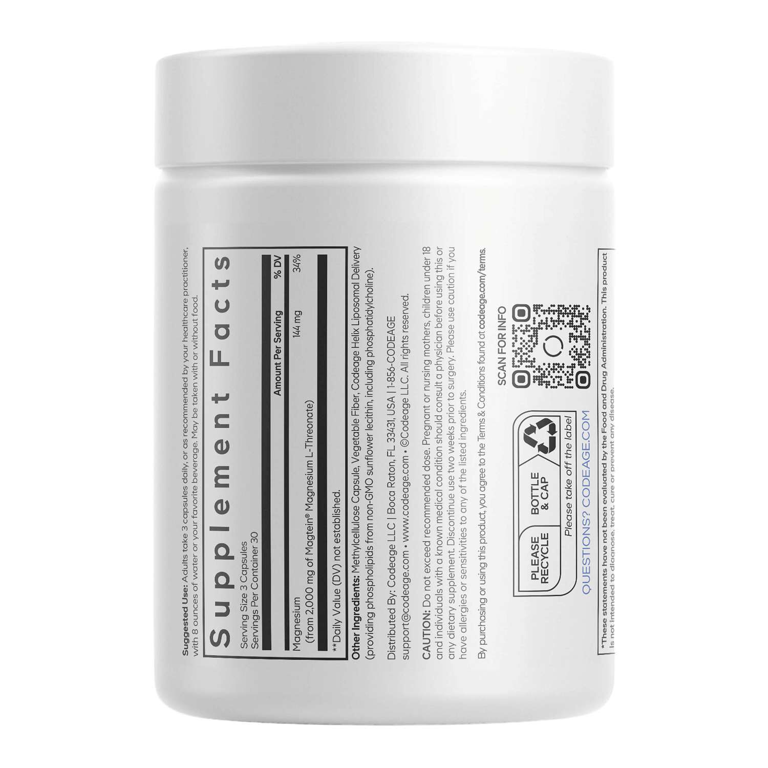 Liposomal Magnesium L-Threonate - 90 Capsules (30 Servings)
