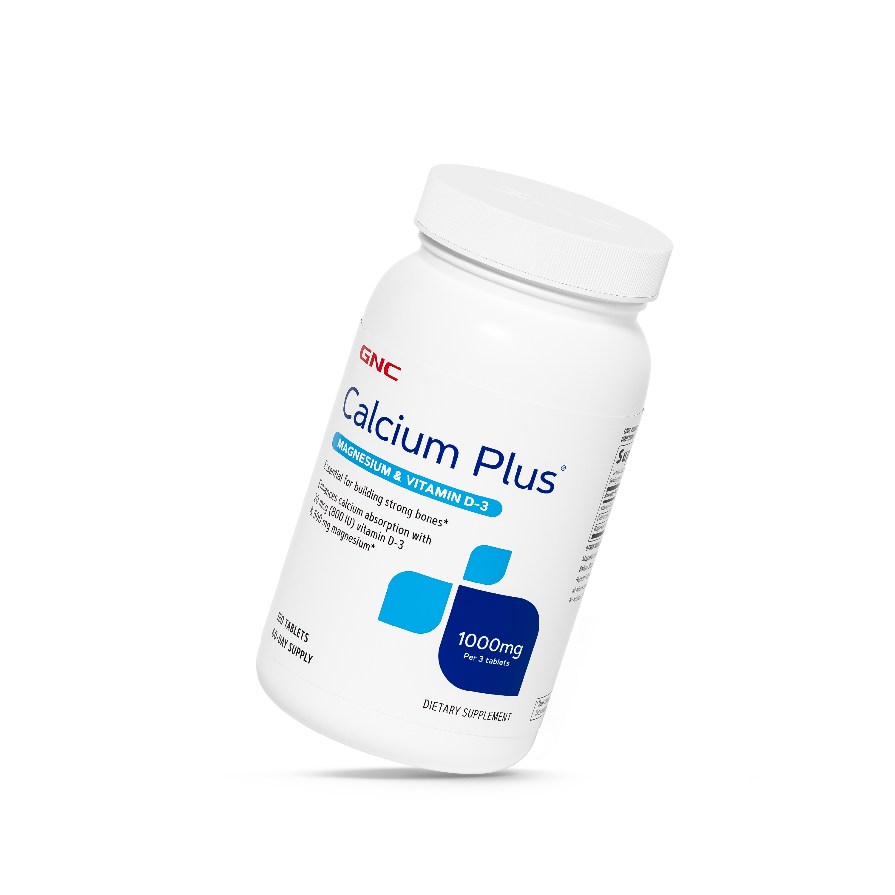 Calcium Plus&reg; Magnesium &amp; Vitamin D-3 1000 mg - 180 Caplets (60 Servings)  | GNC