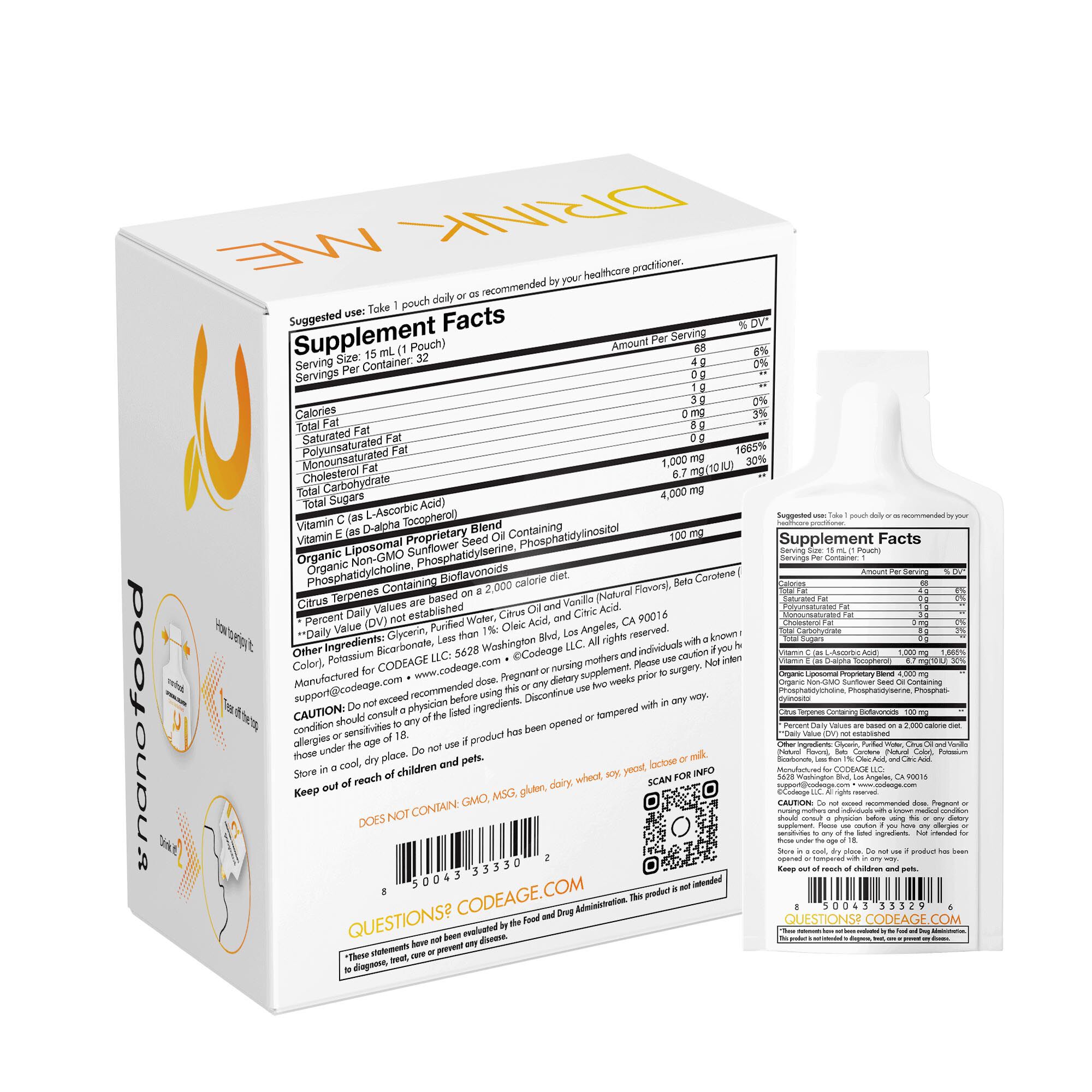 Liposomal Vitamin C Sachet - Citrus Vanilla - 32 Pouches (32 Servings)  | GNC