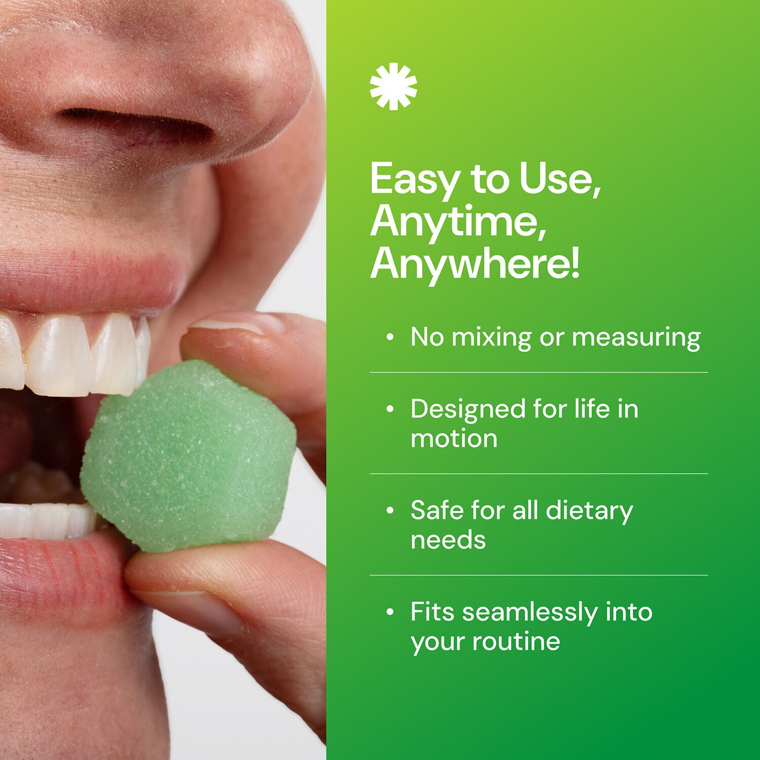 Creatine Monohydrate Gummies - Sour Green Apple - 45 Gummies (15 Servings)