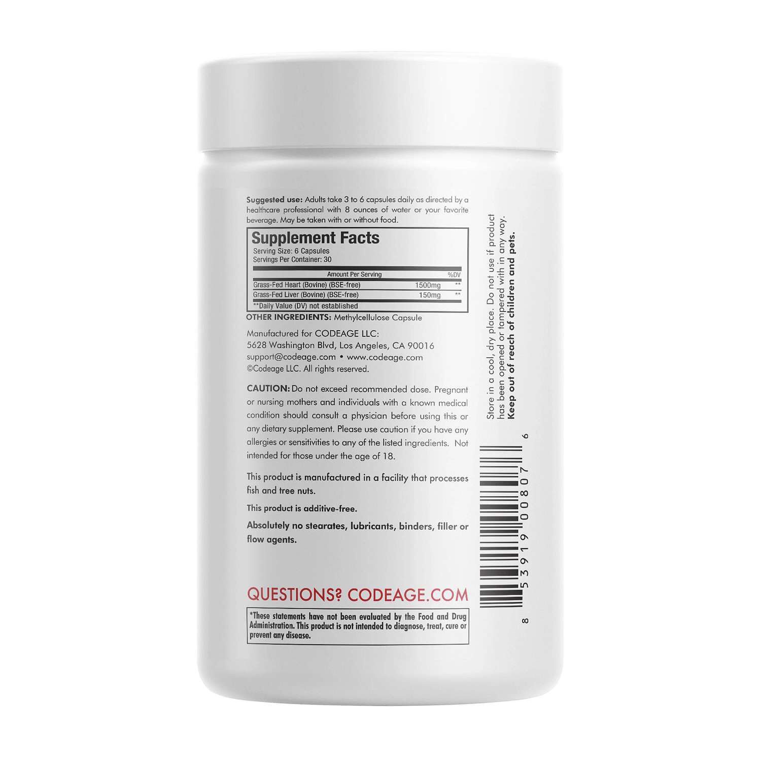 Grass Fed Beef Heart - 180 Capsules (60 Servings)