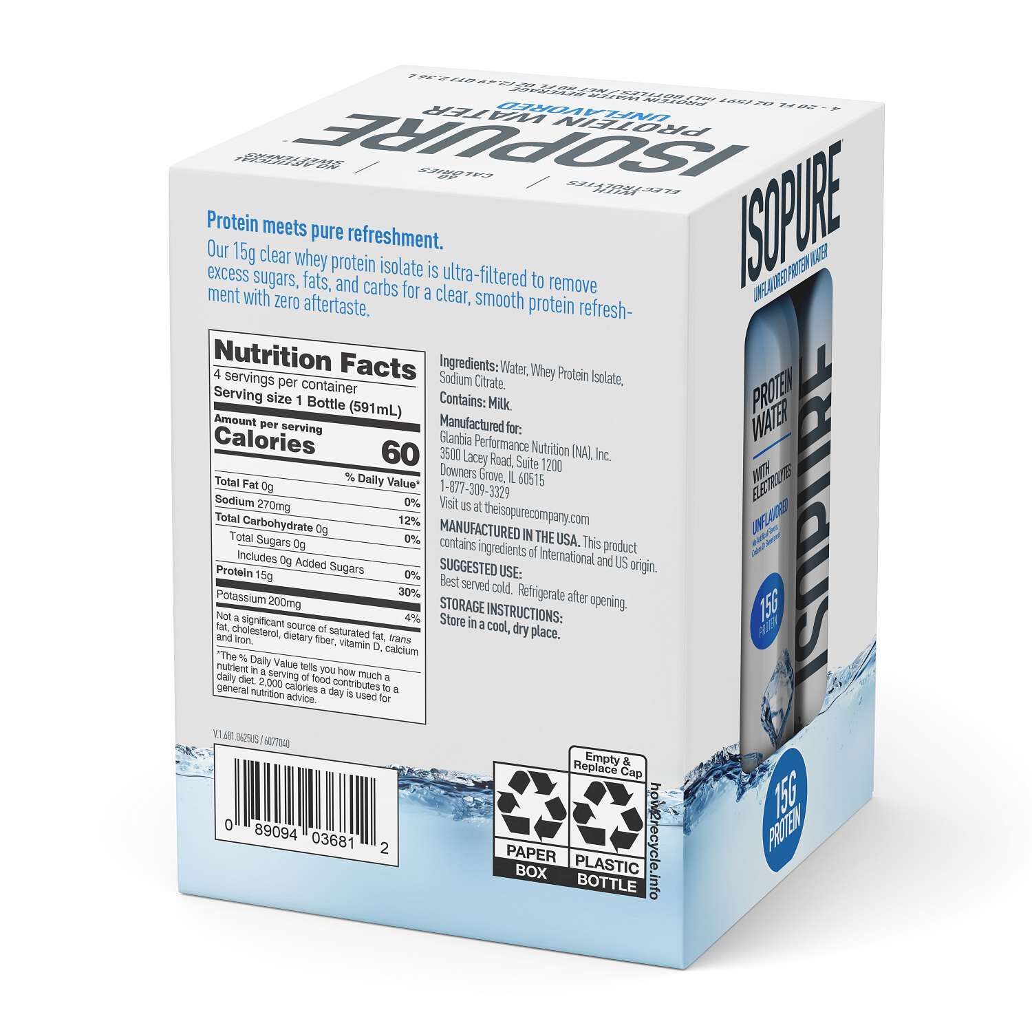 Protein Water - Unflavored (4 Bottles)