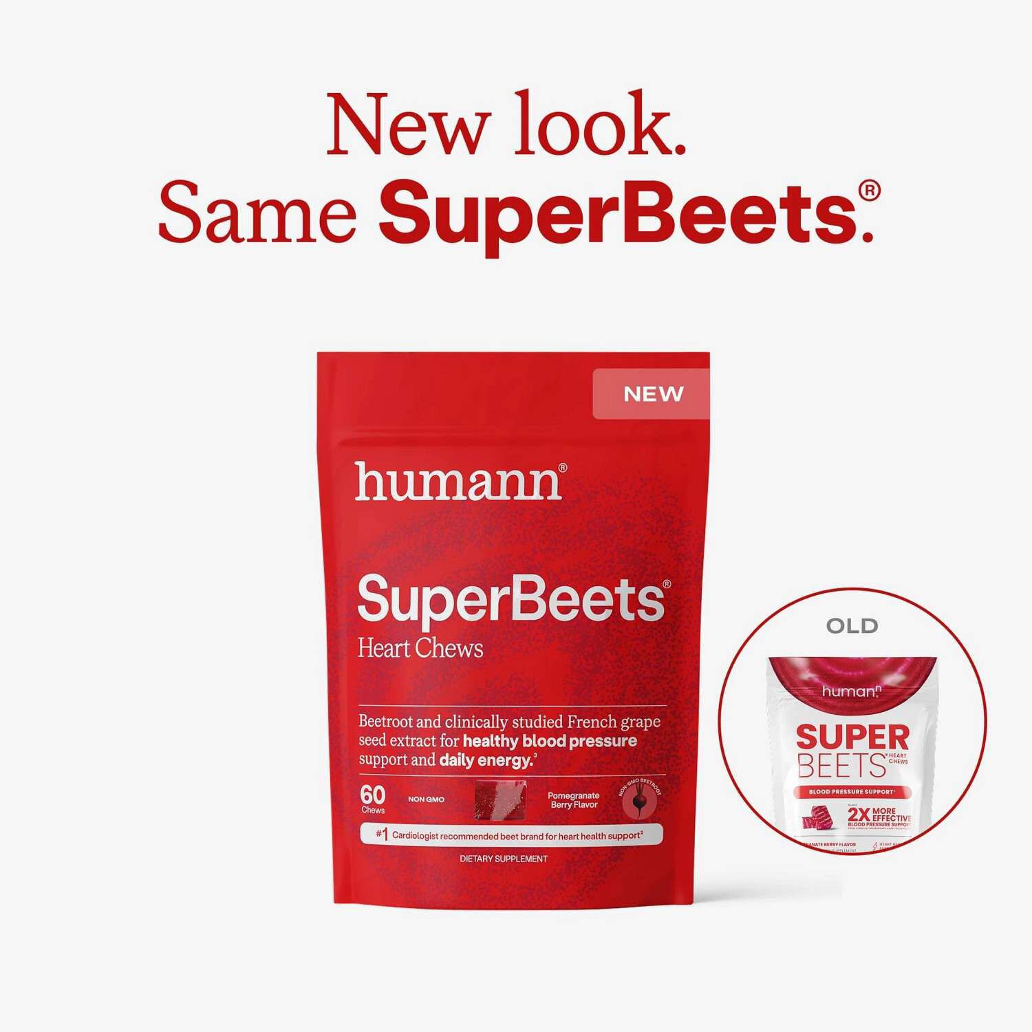 SuperBeets&reg; Heart Chews - Pomegranate Berry - 60 Chews (30 Servings)