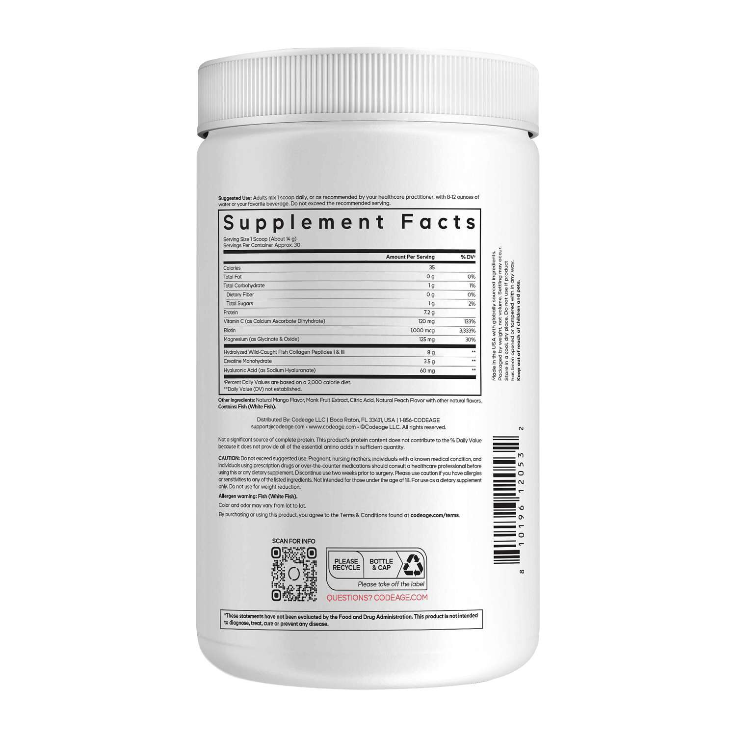 Creatine Collagen Peptides - Mango (30 Servings)