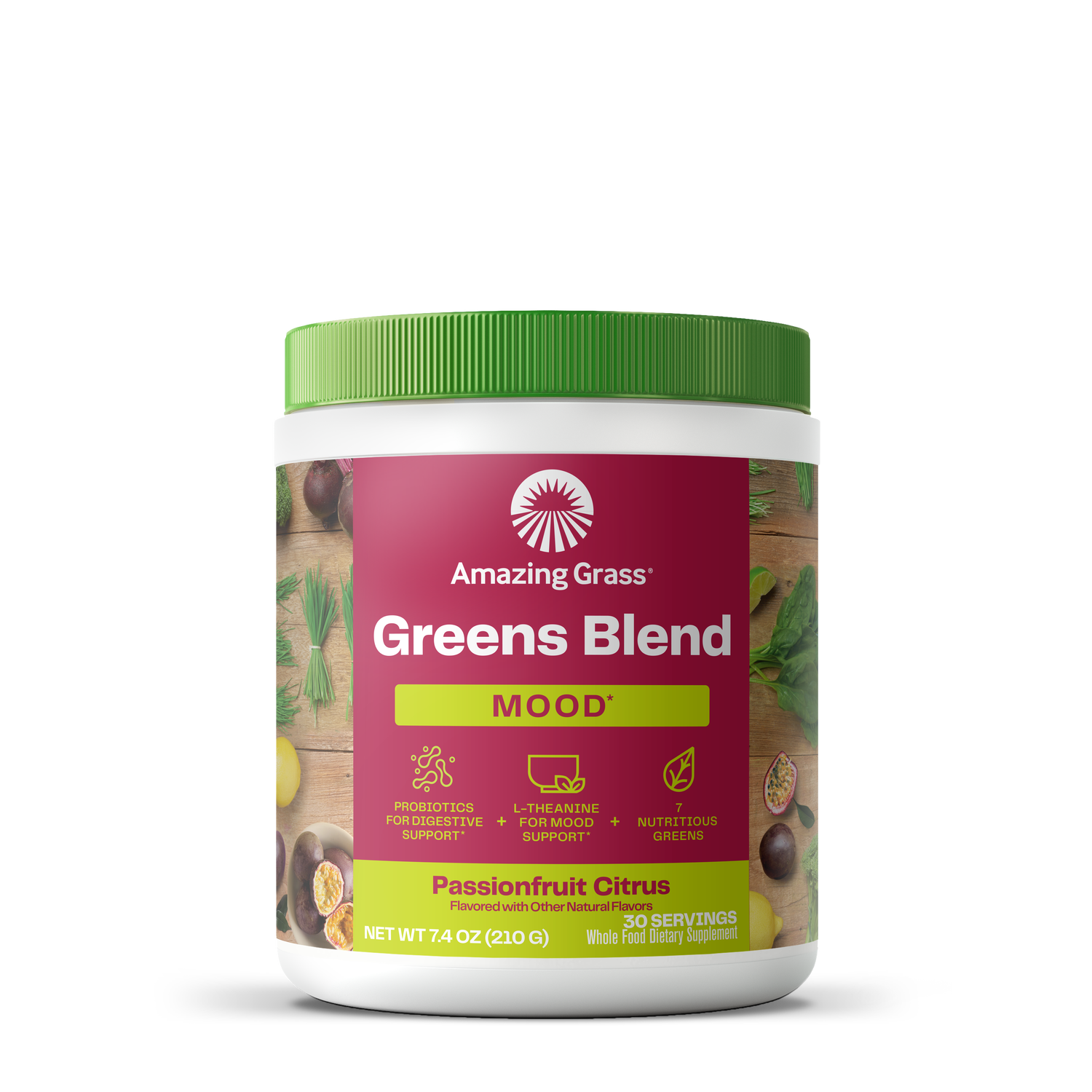 Amazing Grass Greens Blend Mood Healthy - Passionfruit Citrus Healthy - 7.4 Oz. (30 Servings)