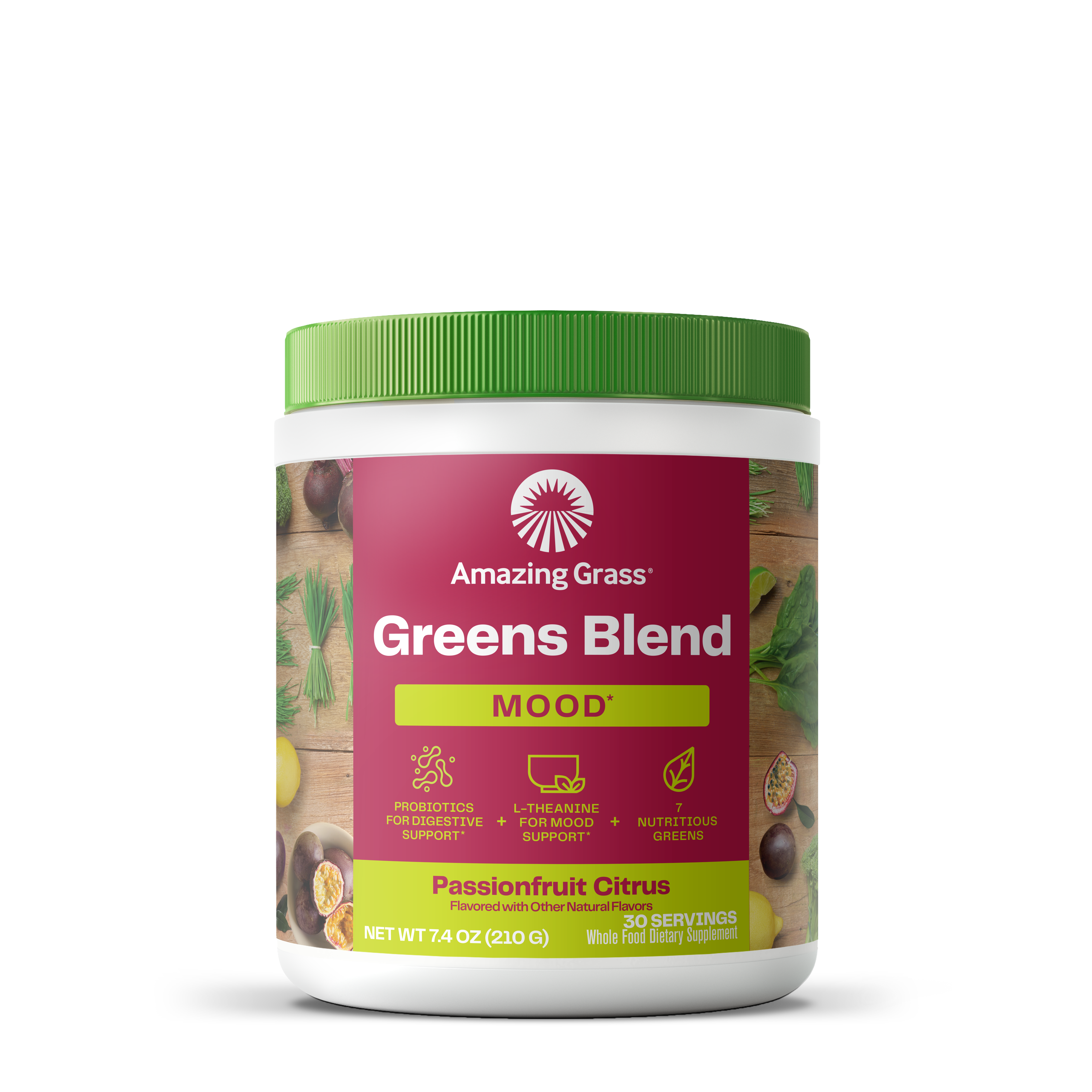 Amazing Grass Greens Blend Mood Healthy - Passionfruit Citrus Healthy - 7.4 Oz. (30 Servings)