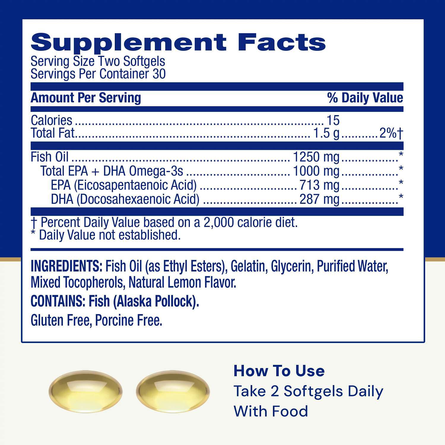 Triple Strength Fish Oil Ultra Mini 1000mg - 60 Softgels (30 Servings)