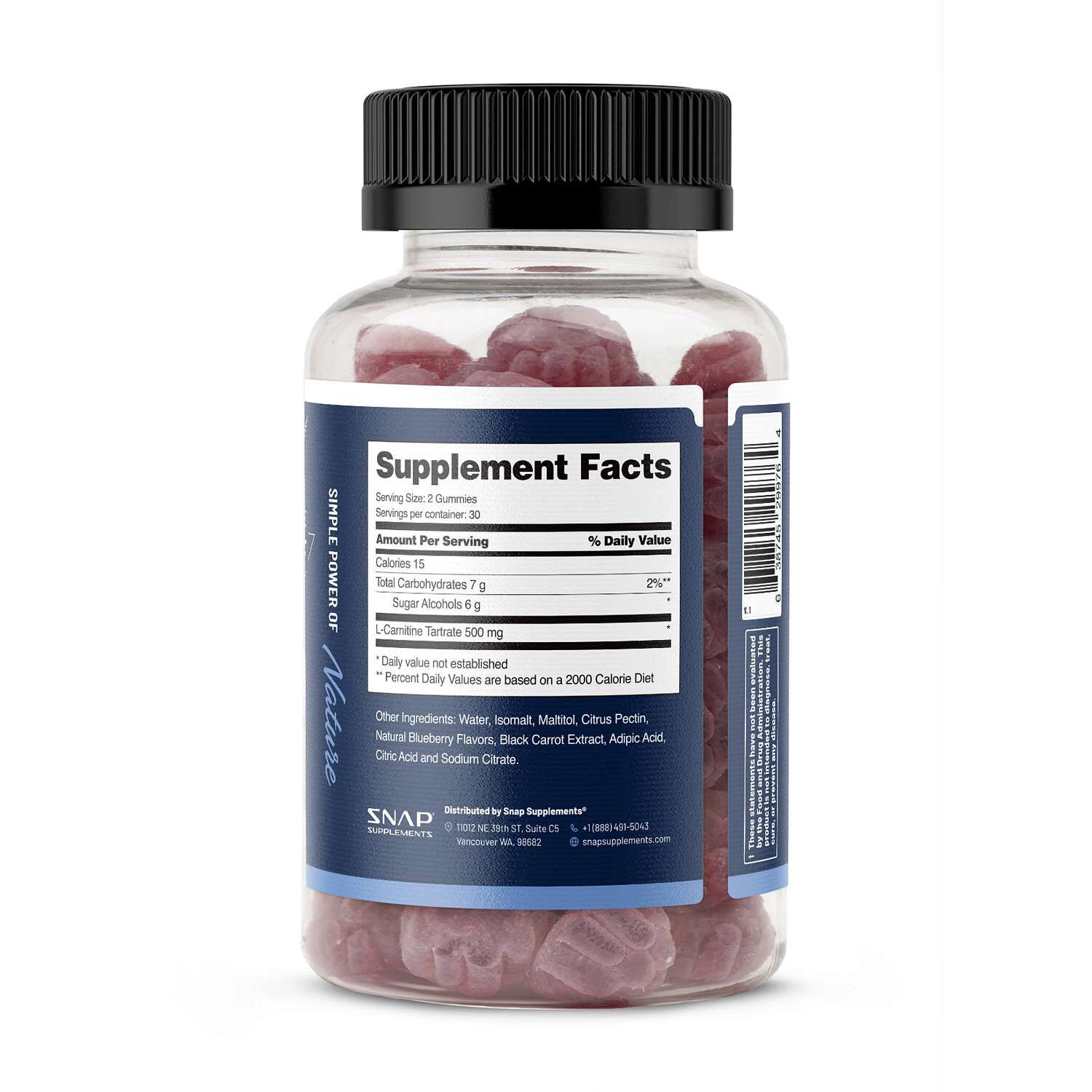 L-Carnitine Gummies - Sugar Free Blueberry - 60 Gummies (30 Servings)  | GNC