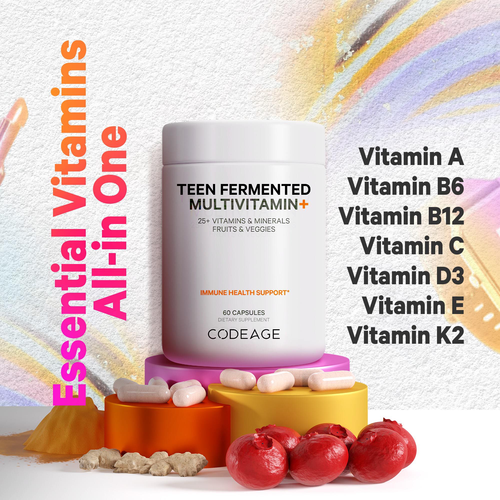 Teen Fermented Vegan Multivitamin - 60 Capsules (30 Servings)  | GNC