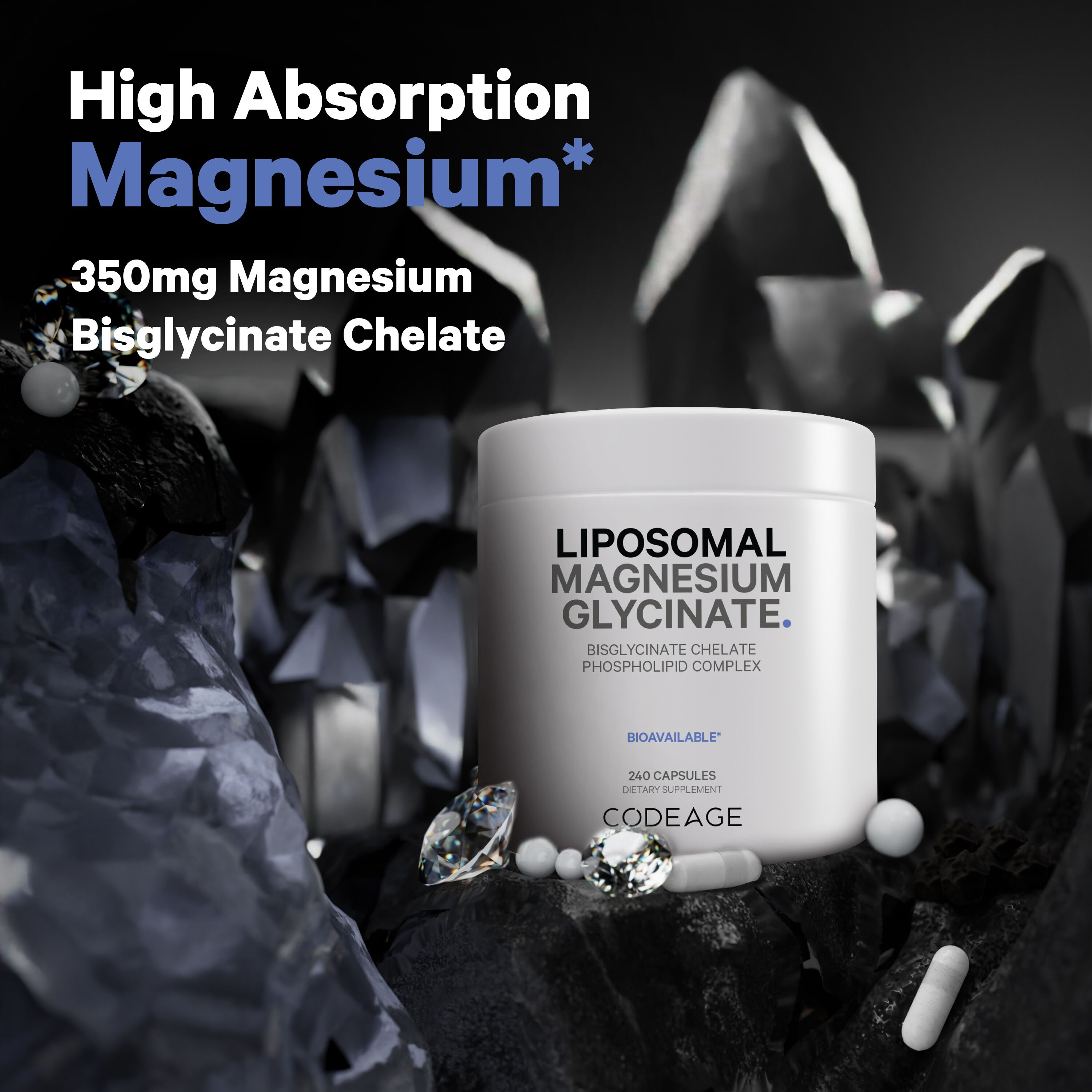 Liposomal Magnesium Glycinate - 240 Capsules (60 Servings)  | GNC