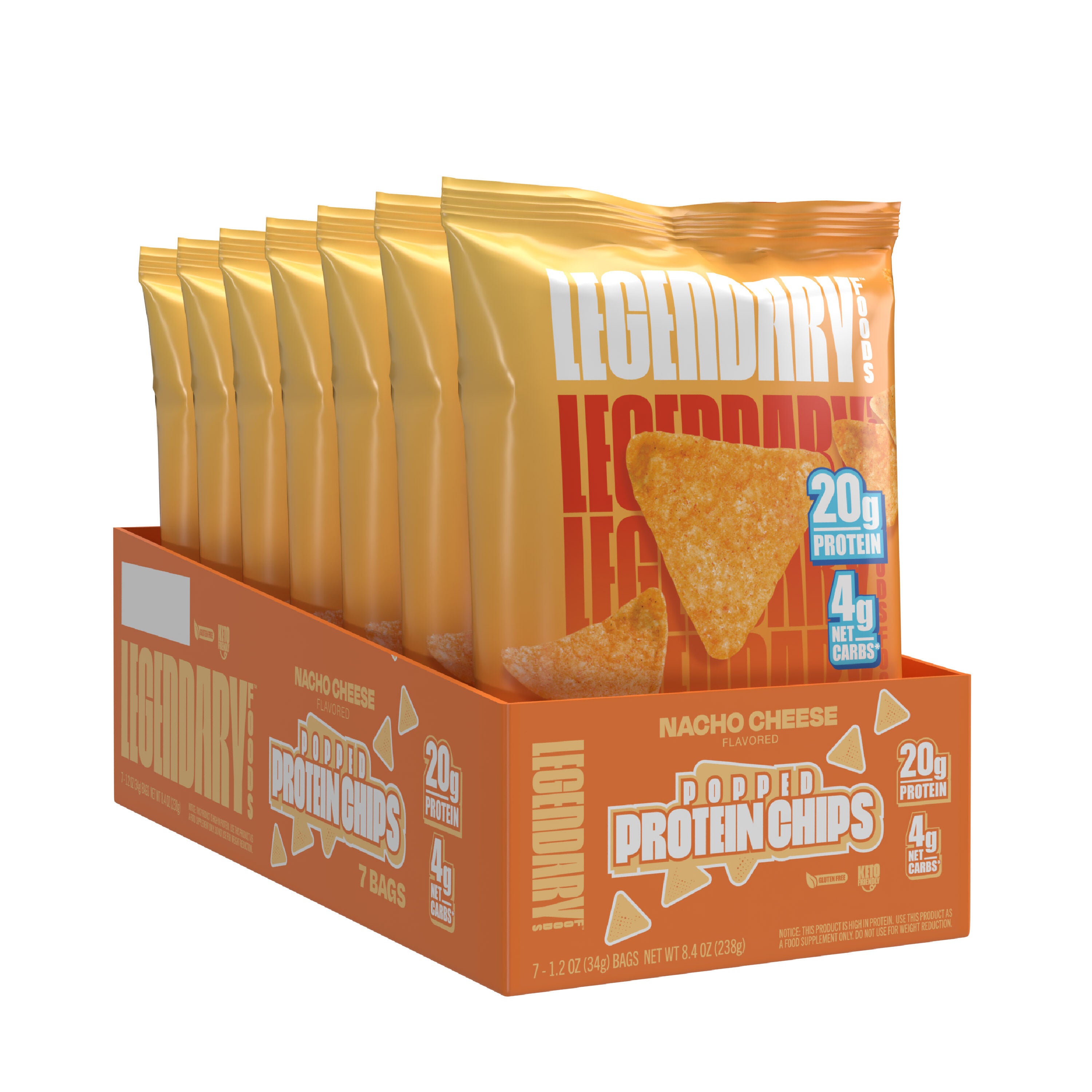 Popped Protein Chips Nacho Cheese (7 Bags) GNC