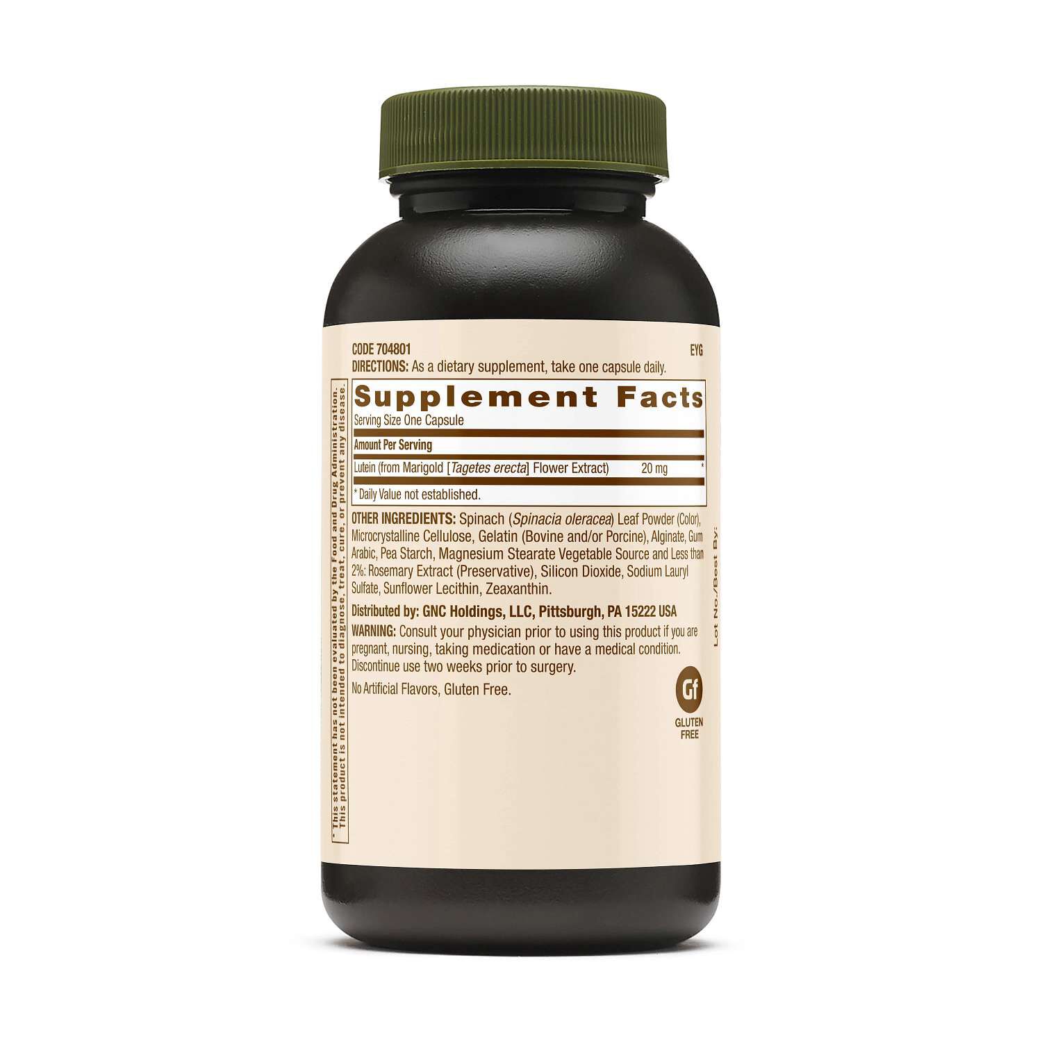 Lutein 20mg - 60 Capsules (60 Servings)  | GNC