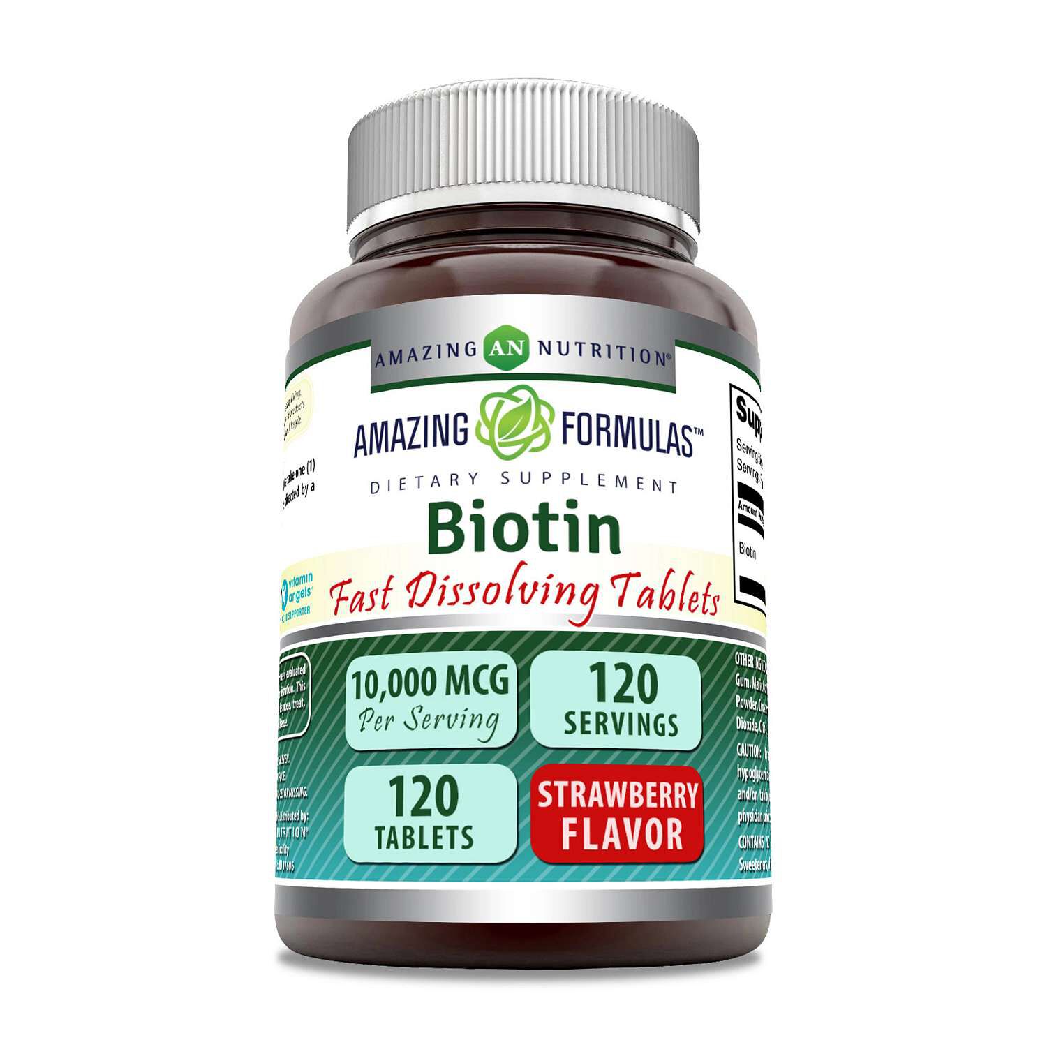 Biotin 10000mcg - Strawberry - 120 Tablets (120 Servings)  | GNC