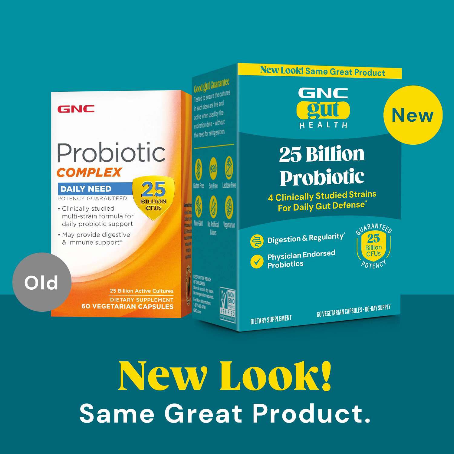 Gut Health 25 Billion Probiotic - 60 Vegetarian Capsules (60 Servings)