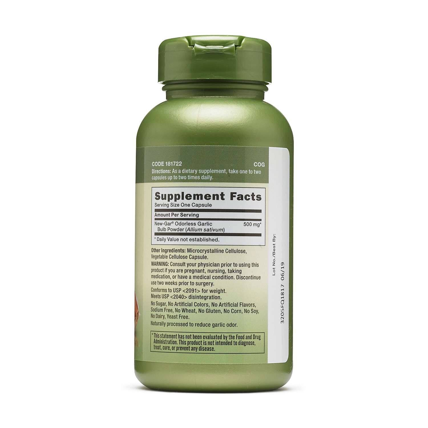 Odorless Garlic 500mg - 100 Capsules (100 Servings)