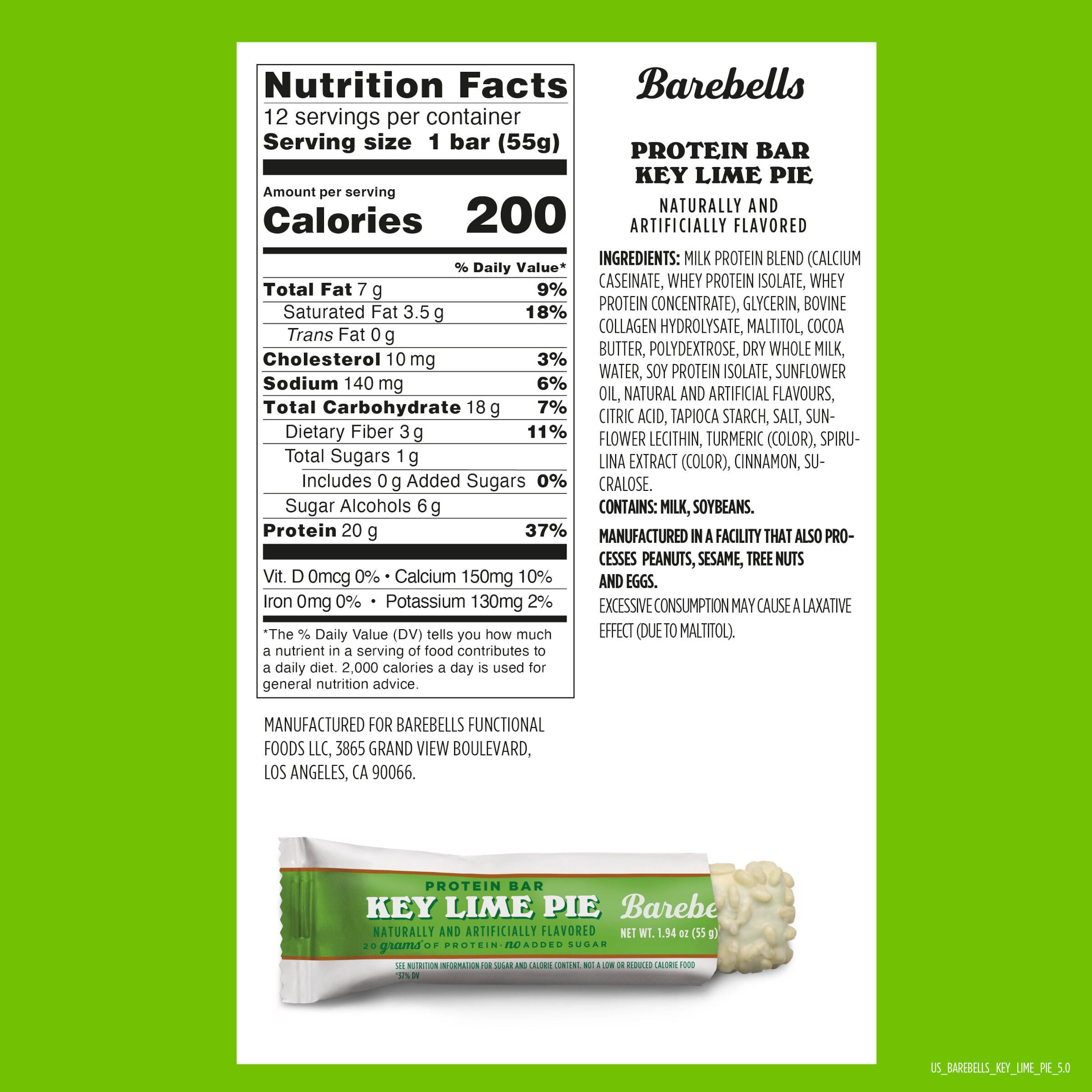 Protein Bar - Key Lime Pie (12 Bars)