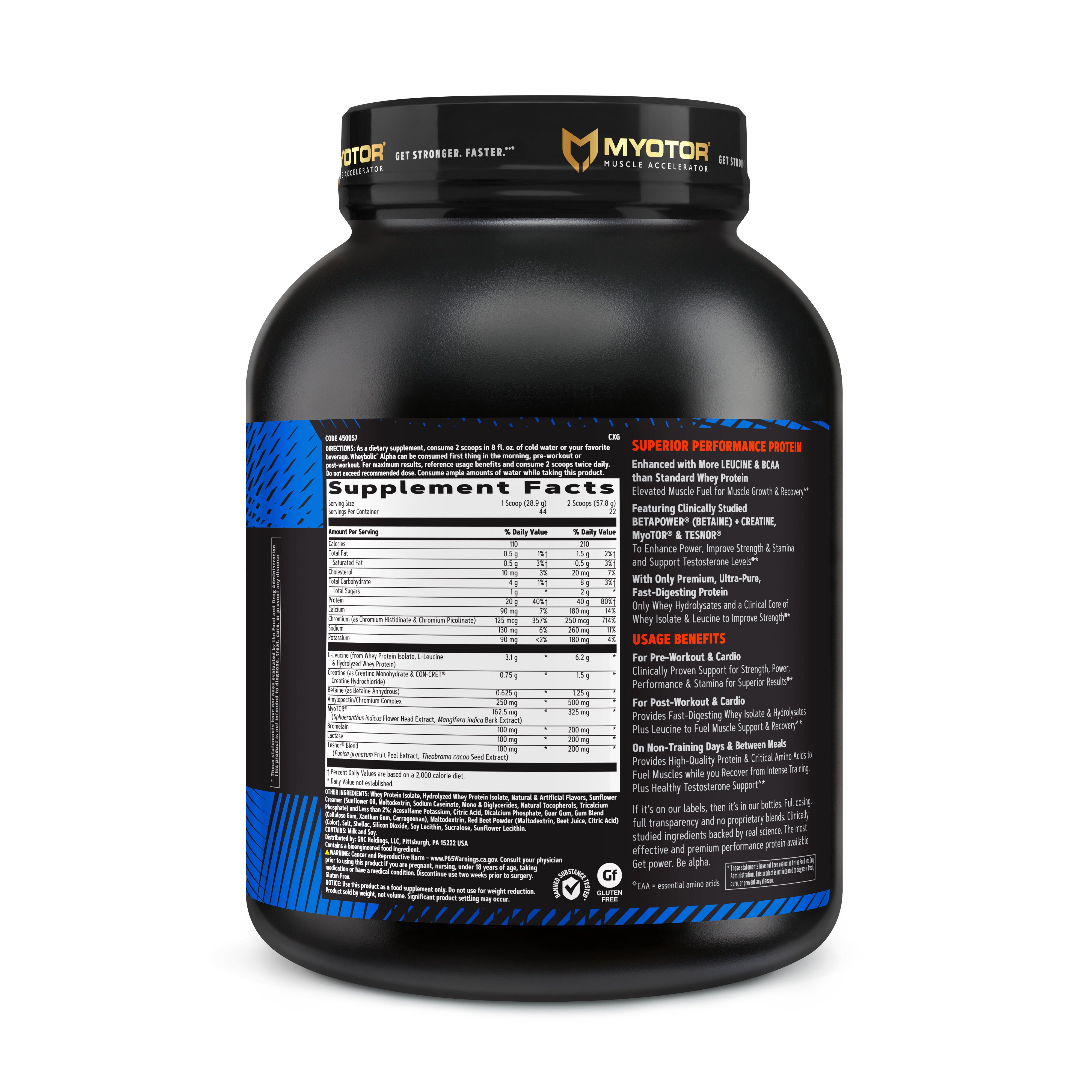 GNC AMP Wheybolic Alpha with MyoTOR Whey Protein Strawberries and