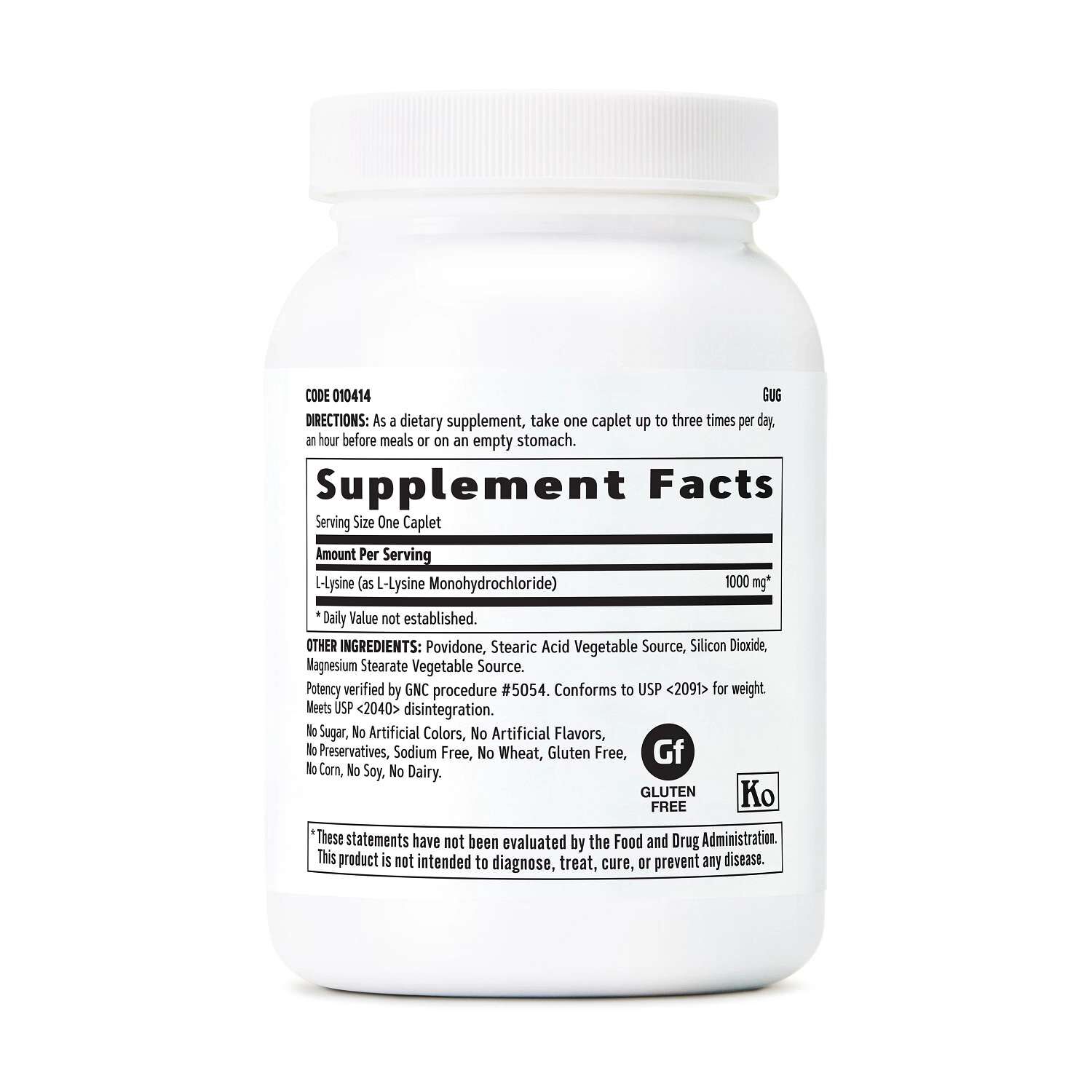 L-Lysine 1000mg - 90 Vegetarian Tablets (90 Servings)  | GNC