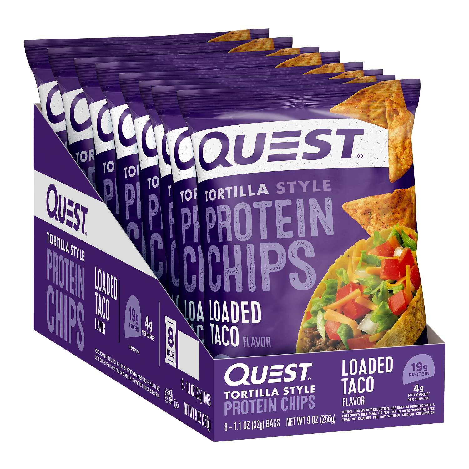 Tortilla Style Protein Chips - Loaded Taco (8 Bags)
