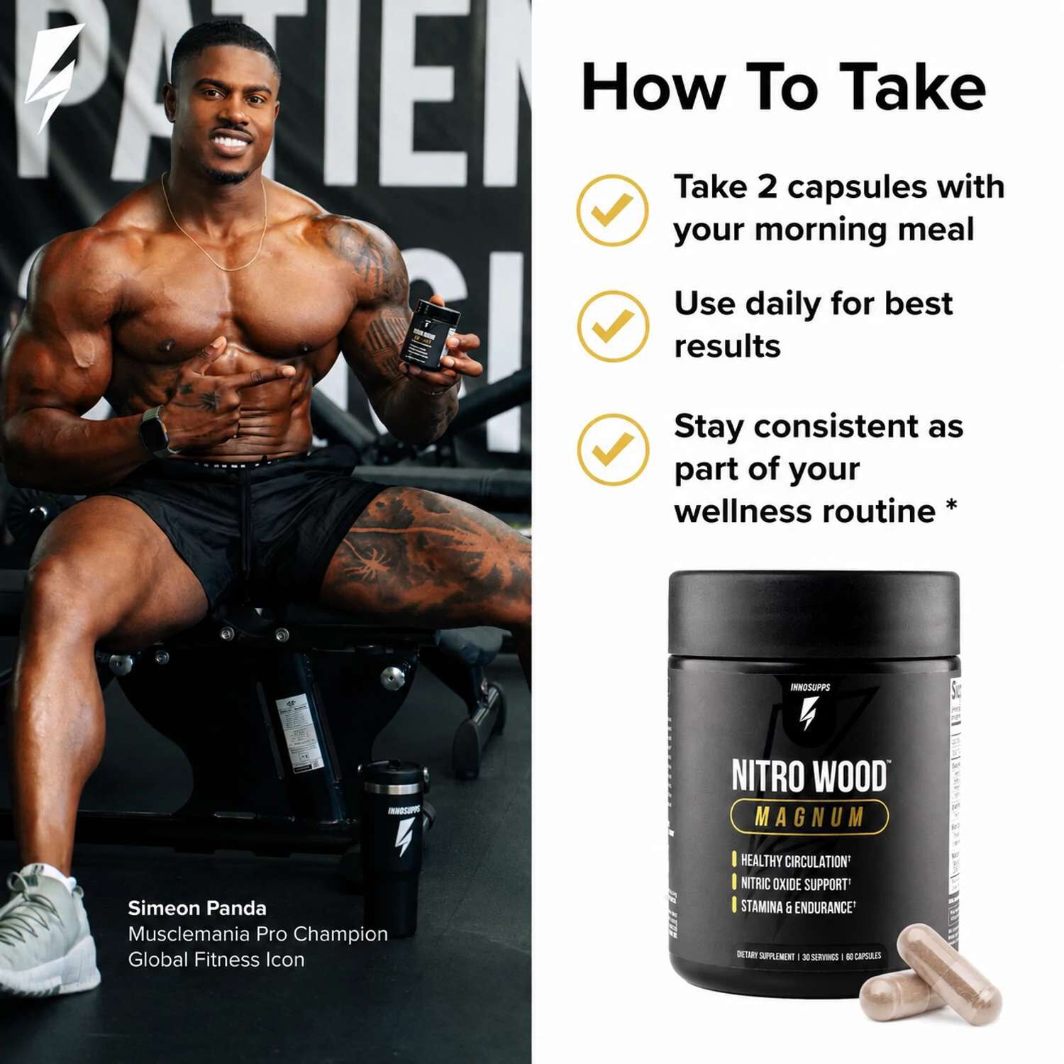 Nitro Wood&trade; Magnum - 60 Capsules (30 Servings)