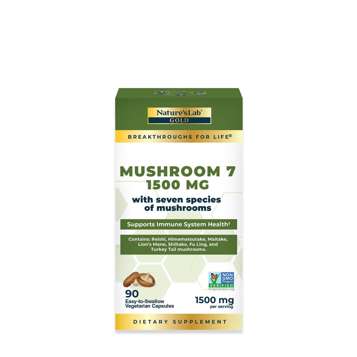 Mushroom 7 - 90 Vegetarian Capsules &#40;45 Servings&#41;  | GNC