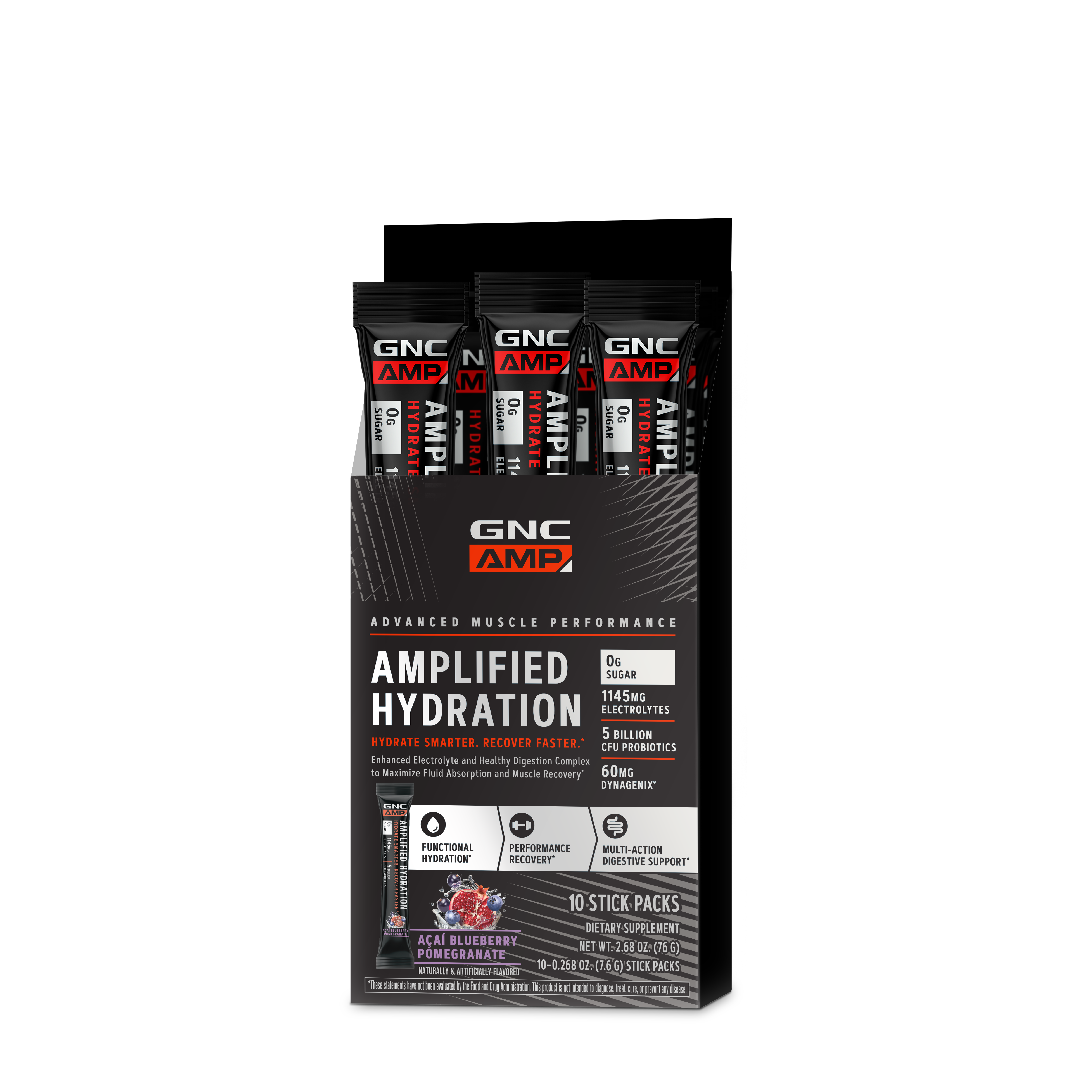 Amplified Hydration - Acai Blueberry Pomegranate (10 Stick Packs) Acai Blueberry Pomegranate | GNC