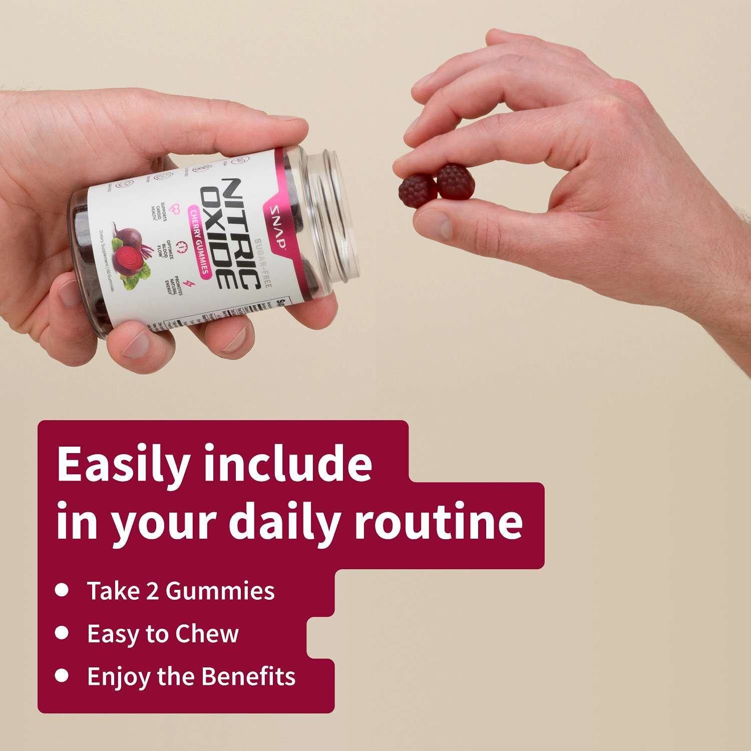 Nitric Oxide Sugar-Free Gummies - Mixed Berry - 60 Gummies (30 Servings)  | GNC