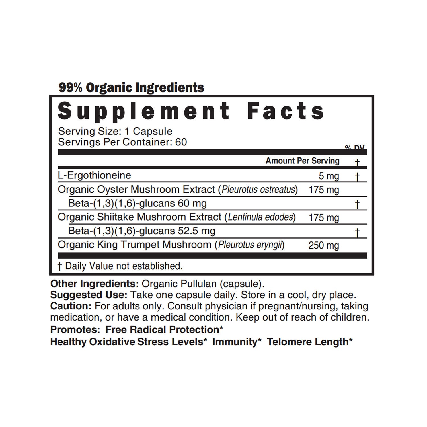 L-Ergothioneine Mushroom Complex - 60 Capsules (60 Servings)