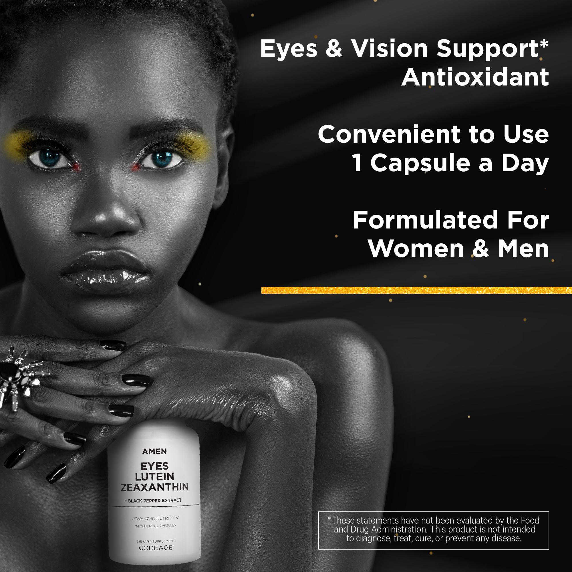 AMEN Eyes Lutein Zeaxanthin and Black Pepper - 90 Capsules (90 Servings)