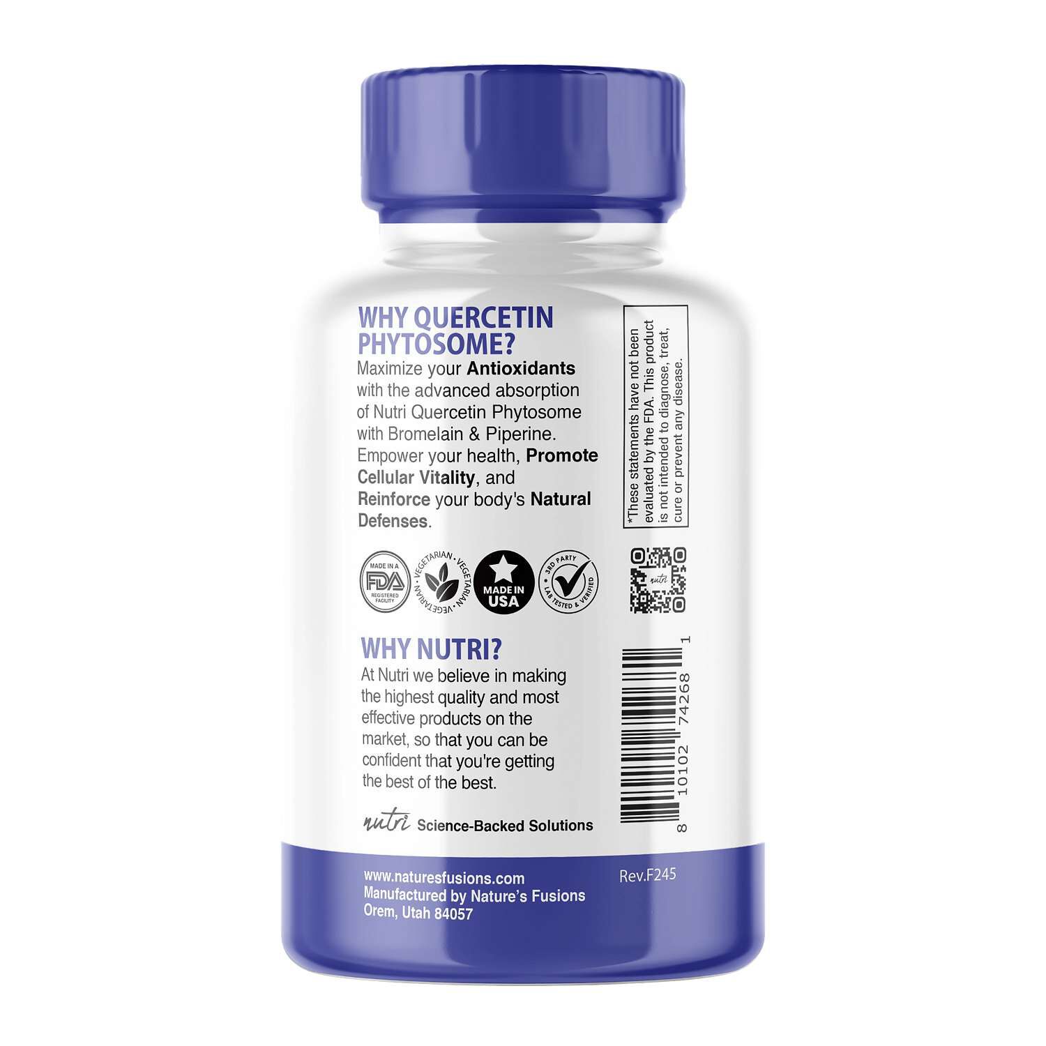 Quercetin Plus 500mg - 60 Vegan Capsules (60 Servings)