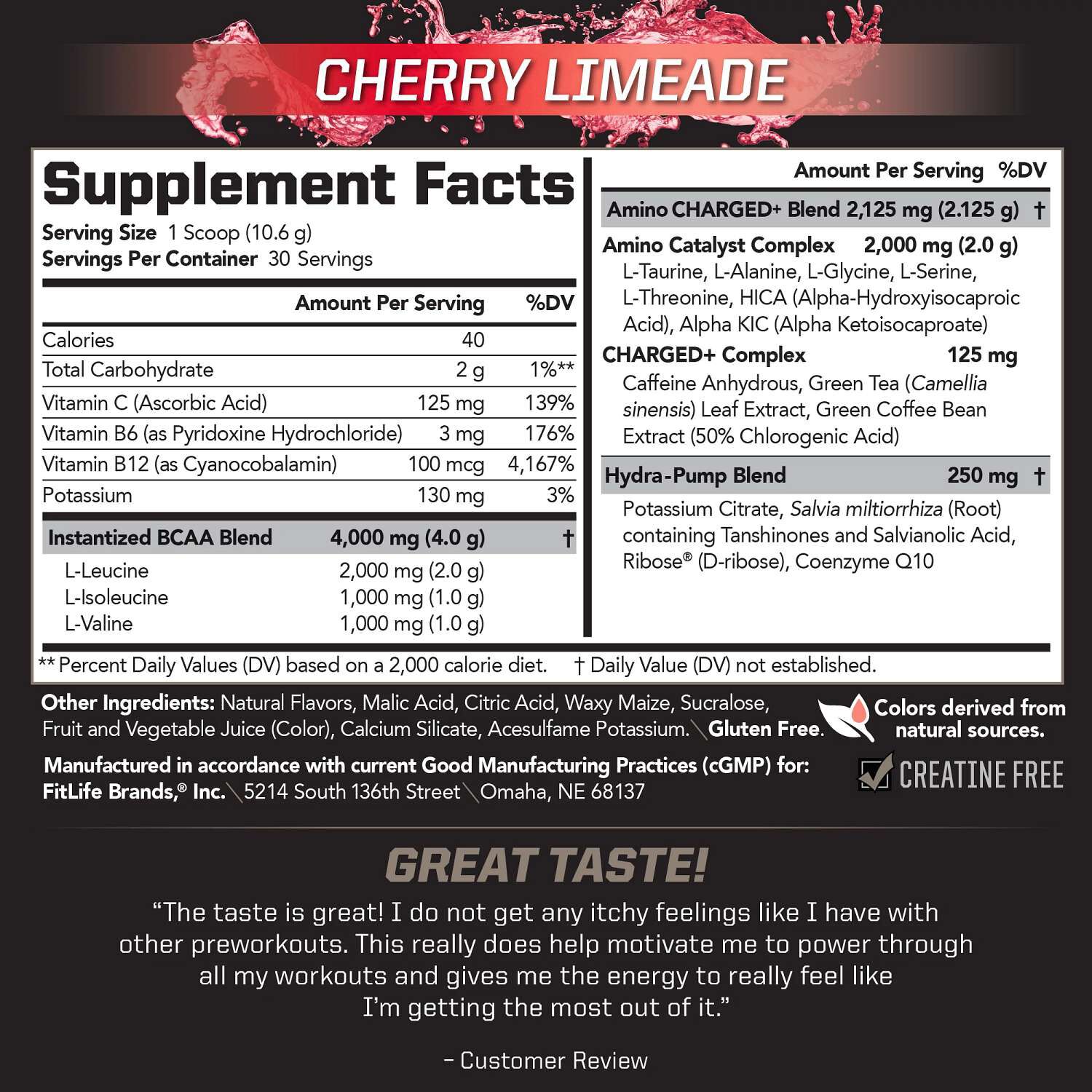 BCAA Charged+ - Cherry Limeade (30 Servings) Cherry Limeade | GNC