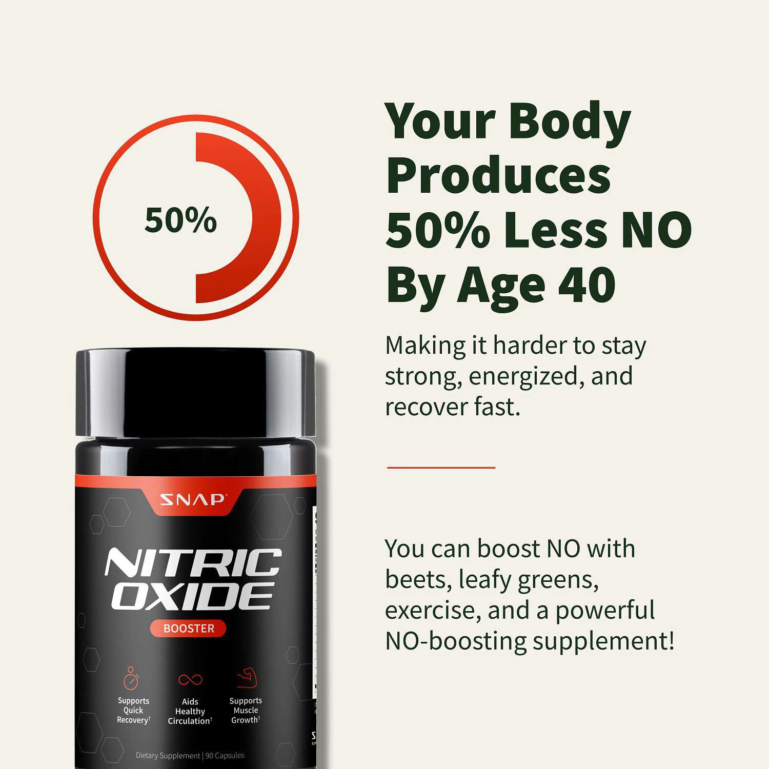 Nitric Oxide Booster - 90 Capsules (90 Servings)  | GNC