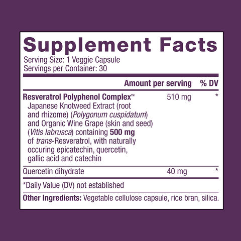 Resveratrol 500mg - 30 Veggie Capsules &#40;30 Servings&#41;  | GNC