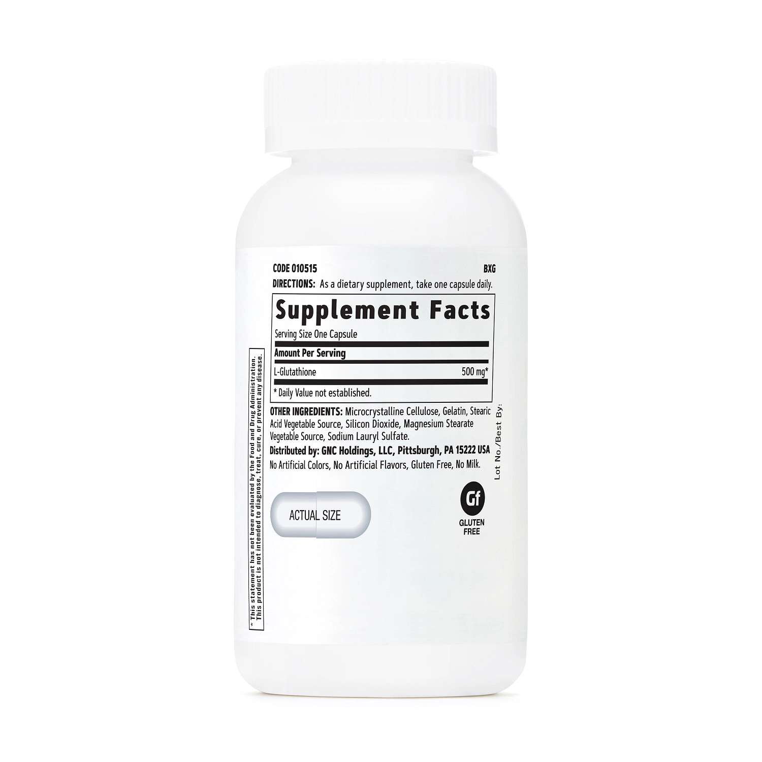 Glutathione 500mg - 60 Capsules (60 Servings)  | GNC