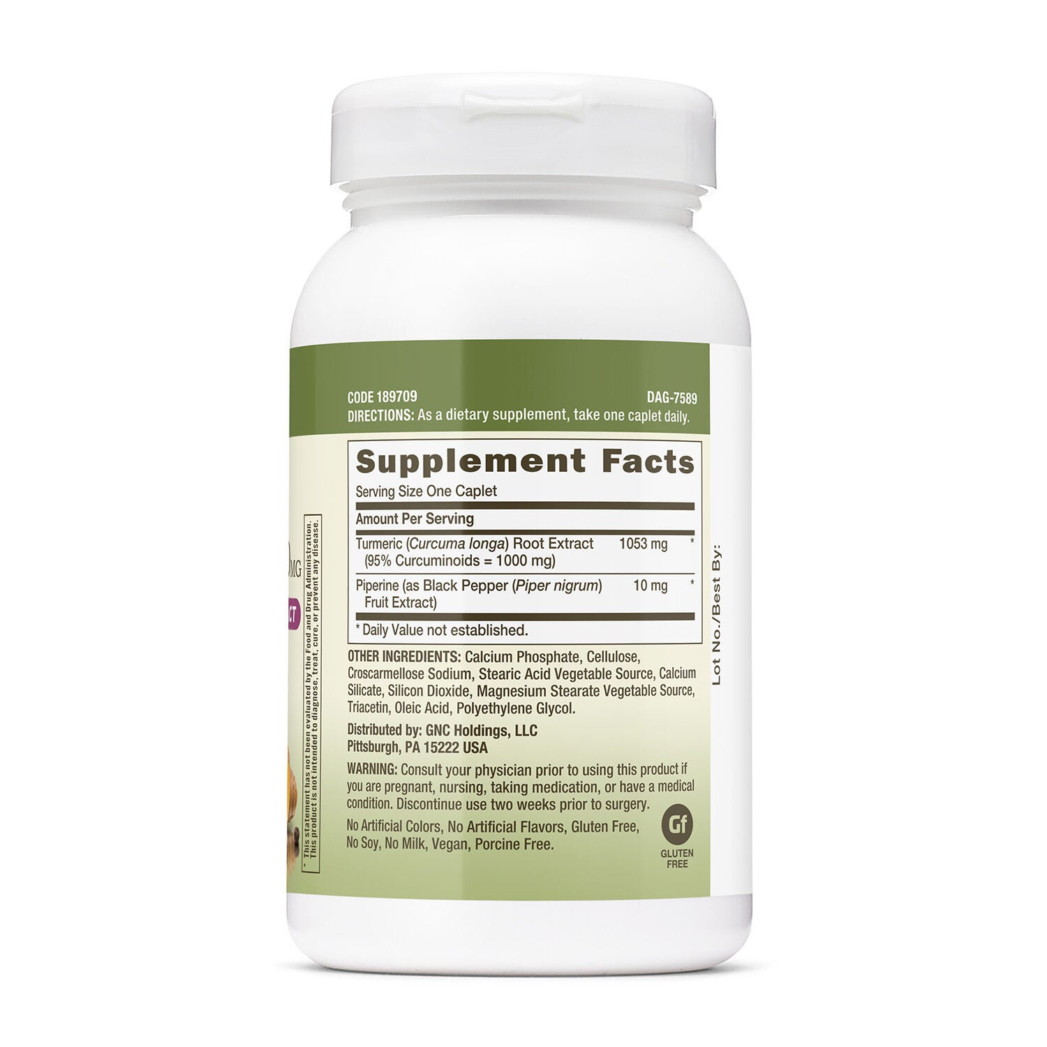 Turmeric Curcumin 1000mg + Piperine - 120 Caplets (120 Servings)  | GNC