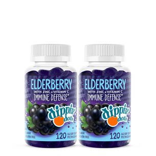 Elderberry Immune Defense Gummies - Very Berry Dippin&#39; Dots - Twin Pack &#40;60 Servings Each&#41;  | GNC