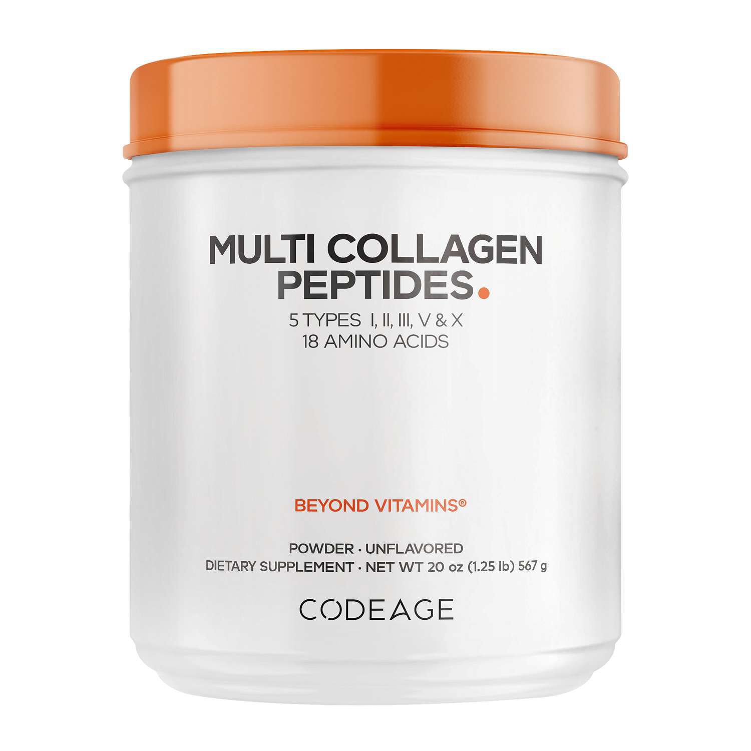 Hydrolyzed Multi Collagen Peptides Powder Type I - II - III - V and X - 20 oz. (63 Servings)